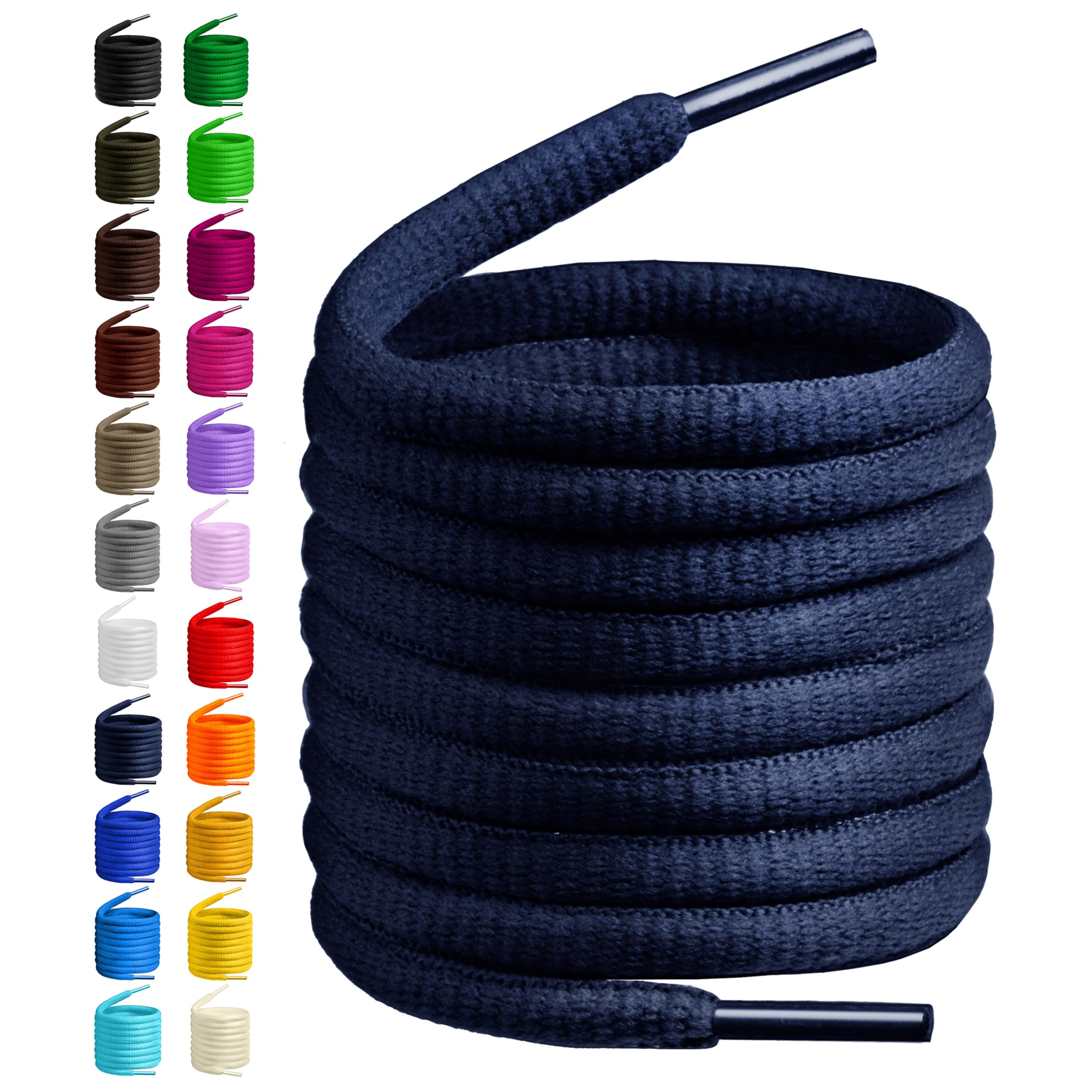 Birch Oval Shoelaces 27 Colors Half Round 1/4" Shoe Laces 4 Different Lengths