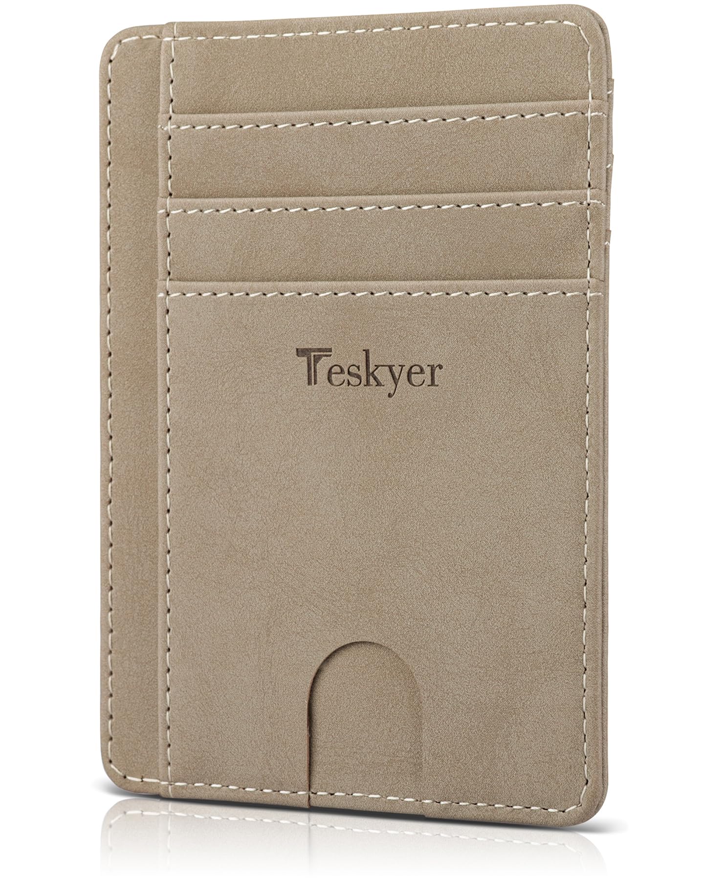 Teskyer Slim Wallet for Men, Minimalist Front Pocket RFID Blocking Leather Wallet Credit Card Holder for Men & Women