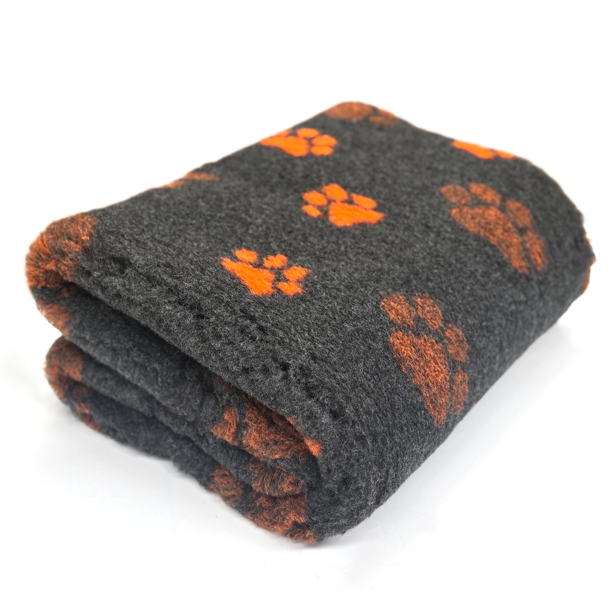Profleece Premium 2-colour Vet Bedding Quick Drying & Washable Fleece Bedding for Puppys & Dogs - Dog Bed Ideal for Whelping - Charcoal/Orange 150 x 150cm