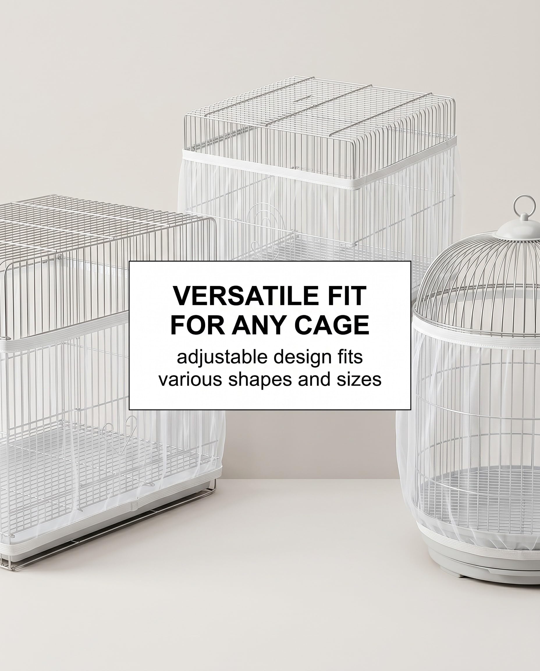 Rete per Gabbia Uccelli 2 PEZZI, Copertura Protettiva Regolabile in Nylon Anti-Sporco per Pappagalli, Raccoglitore Semi Universale per un Ambiente Pulito.