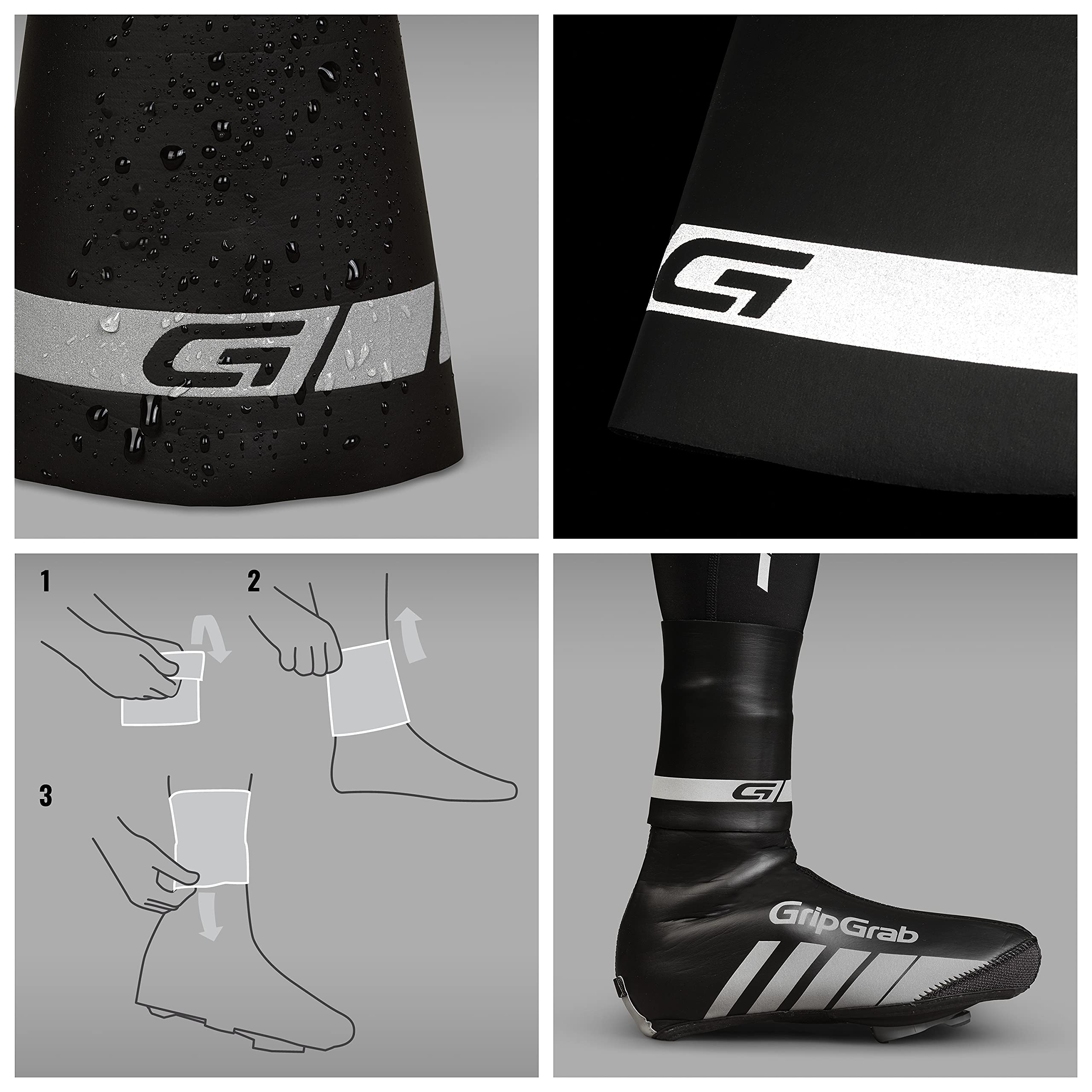 GripGrab CyclinGaiter Chevilles Couvre-chaussures Néoprène Cyclisme Pluie Sur-chaussures Imperméables Vélo Guêtres