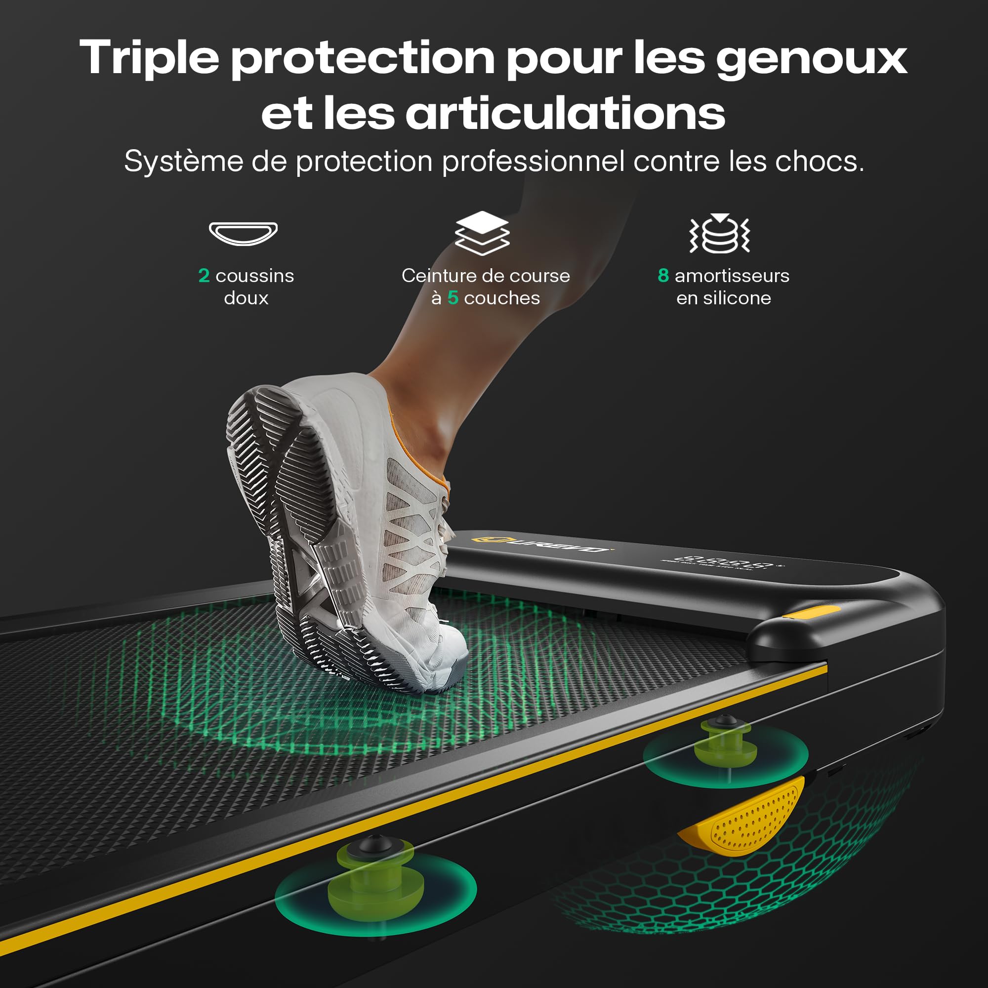 UREVO Tapis de Course Pliable 3 en 1 avec APP, Tapis de Marche électrique 1-10 km/h, Double Amortissement, Affichage LED, Télécommande, Walking Pad pour Bureau