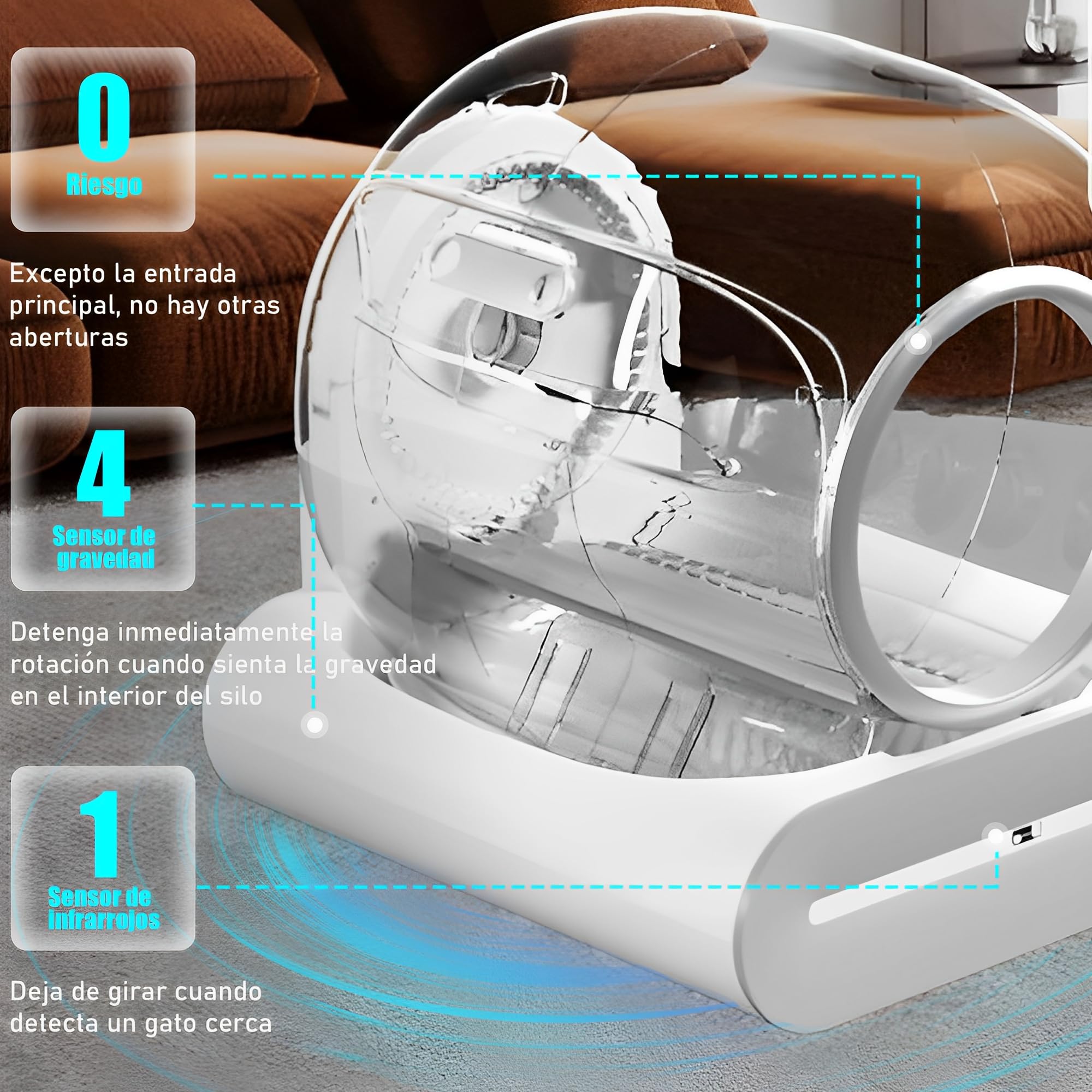 Arenero Gatos Autolimpiable, Caixa De Areia Cerrado para Gatos Automatico, 65L + 9L XXL, Desodorizante, Controlado por Aplicación, Cagadero Autolimpiable Grande, Adecuado para Varios Gatos