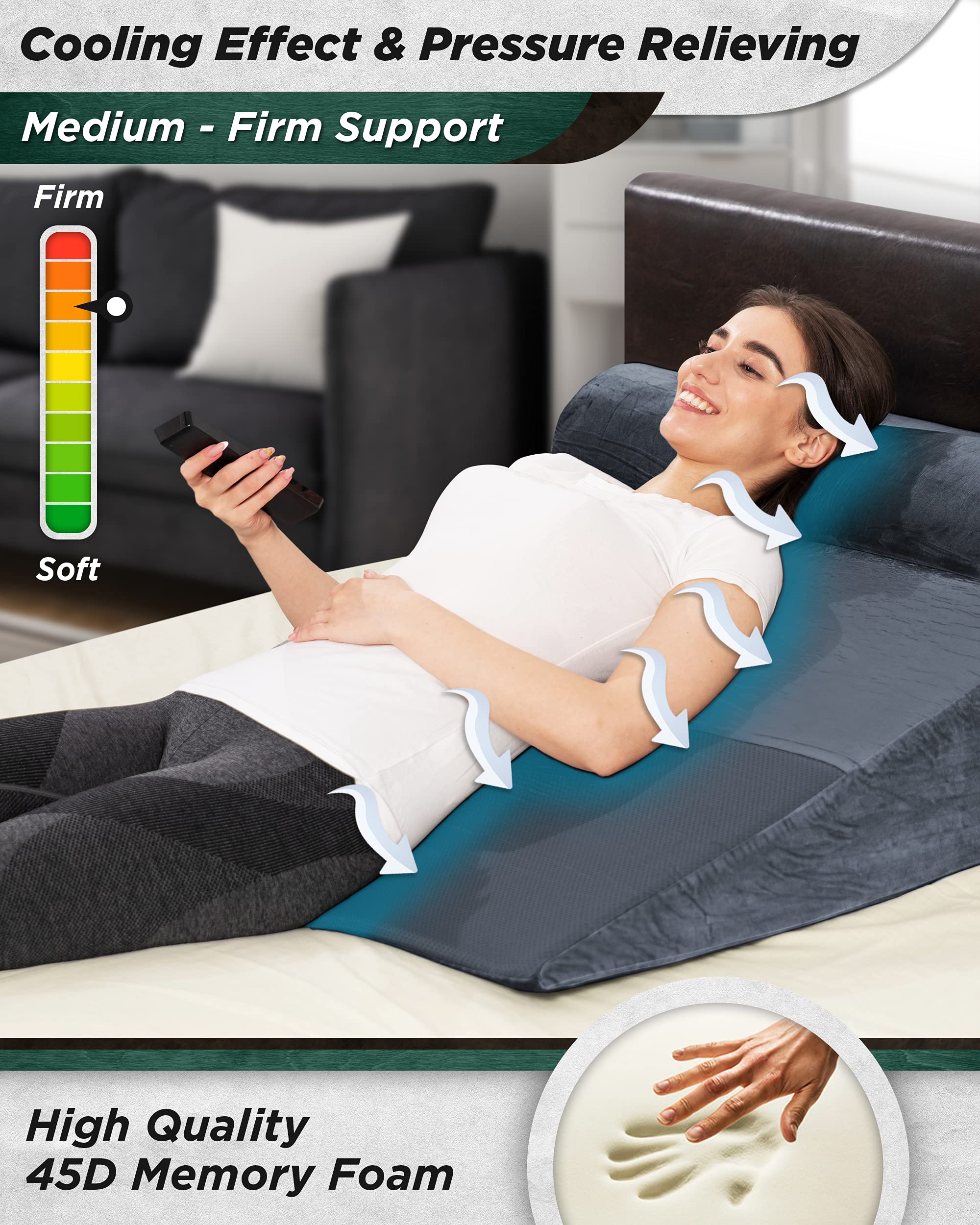 Lunix LX9 Extra Large Orthopedic Bed Wedge Pillow Set 35x32x12 Post