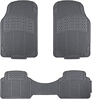 Amazon Basics 3-Piece Universal PVC Floor Mats - Waterproof All-Weather Trim-to-Fit for Cars SUVs Trucks, Charcoal Gray