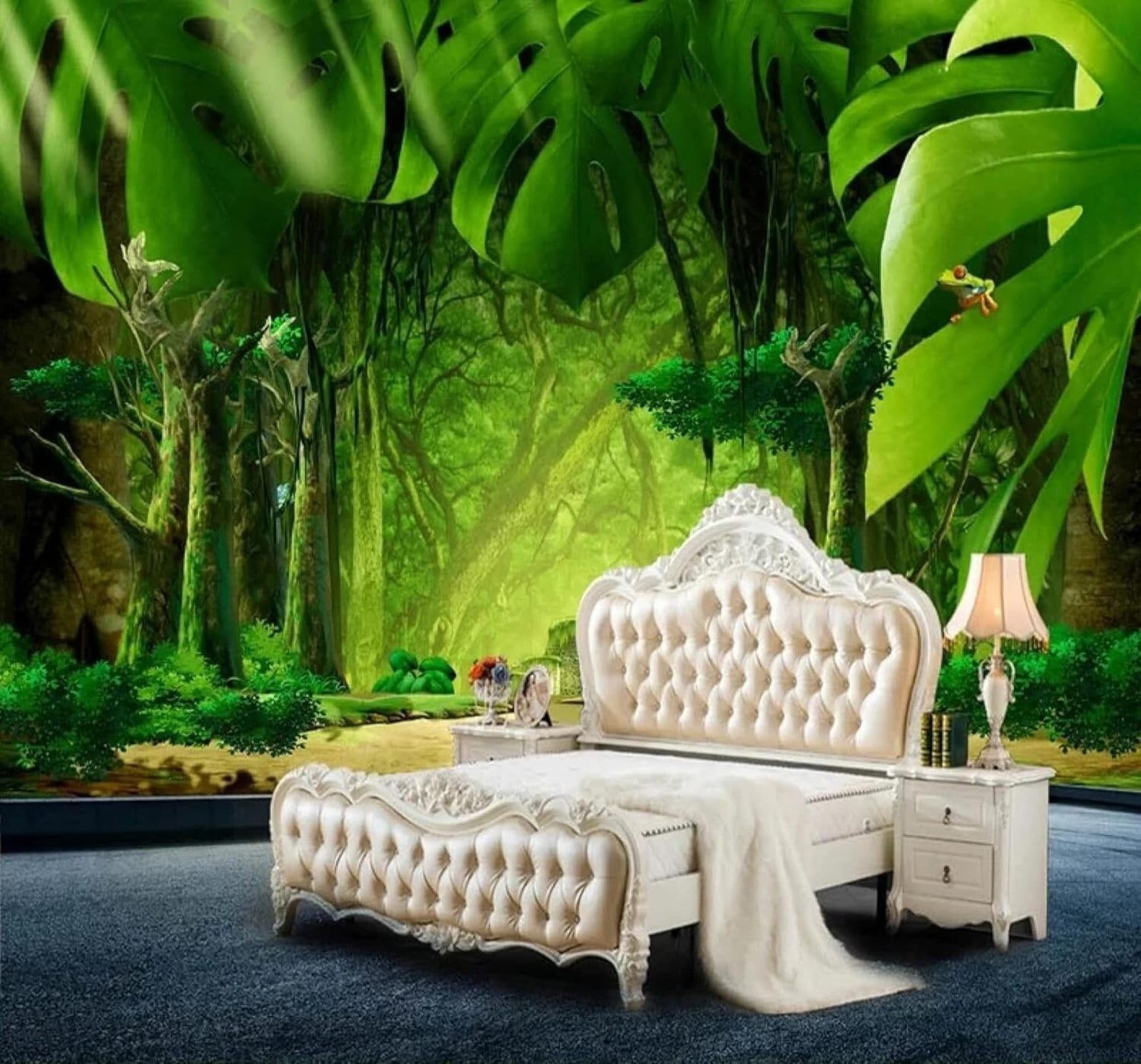 XLMING Creative Fresh Green Jungle Banana Leaves 3D Wallpaper Luxury Home Dining Decor Paste Sofa Living Room The Wall for Bedroom Mural-250cm×170cm