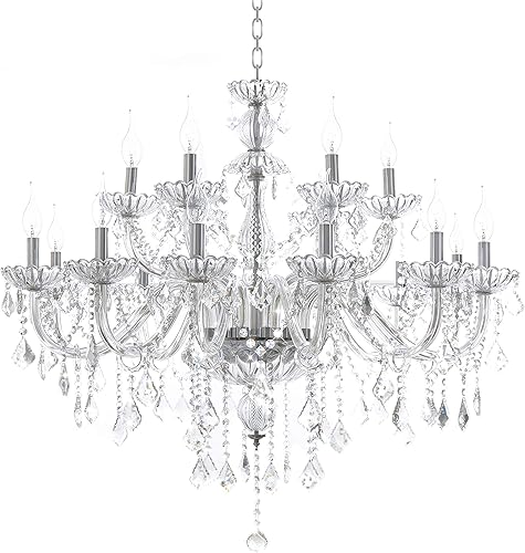 HungGwun - Candelabro de cristal transparente K9 de 18 luces, moderno, lujoso, lámpara colgante de techo, cocina, sala de estar, iluminación para