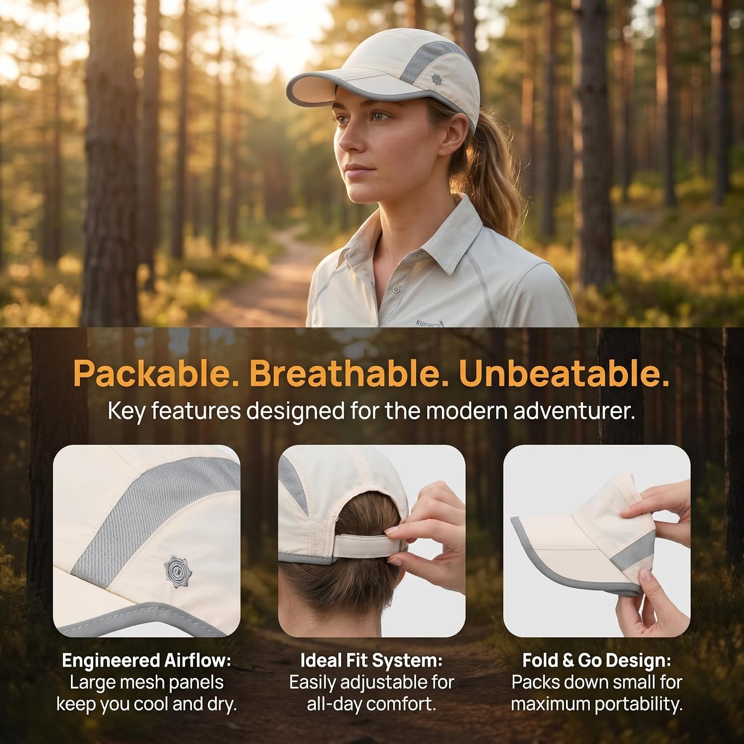 Solaris UPF 50+ Running Cap Mesh Baseball Hat Foldable Unisex image 4