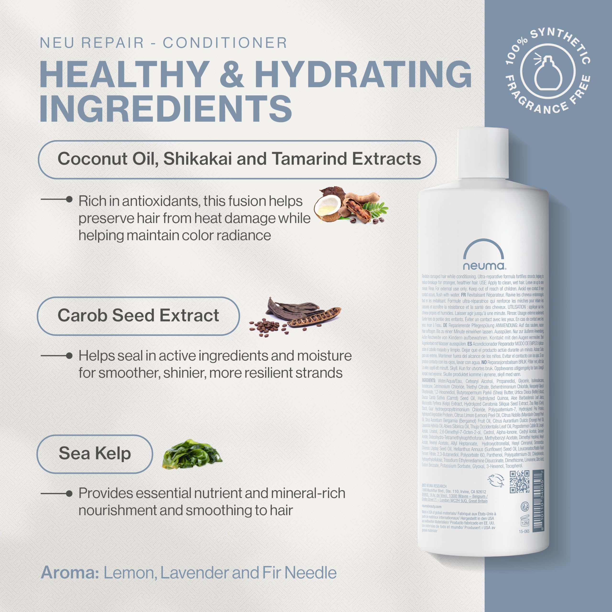Neuma Neu Repair Conditioner - Protein Hair Treatment for Damaged Hair, Strengthens, Moisturizes, and Reduces Breakage Lemon, Lavender and Fir Needle Scent
