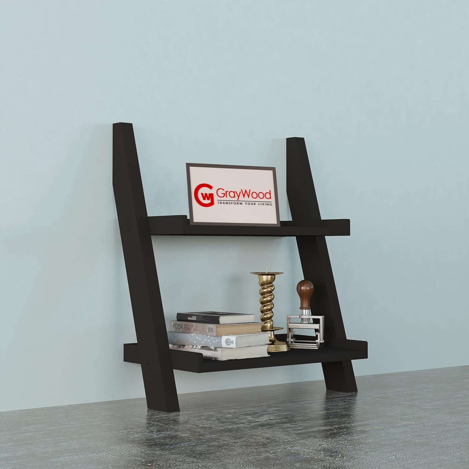 RjKart Wooden Furniture 2 Tier Bookcases Ladder Shelf Wall Hangings