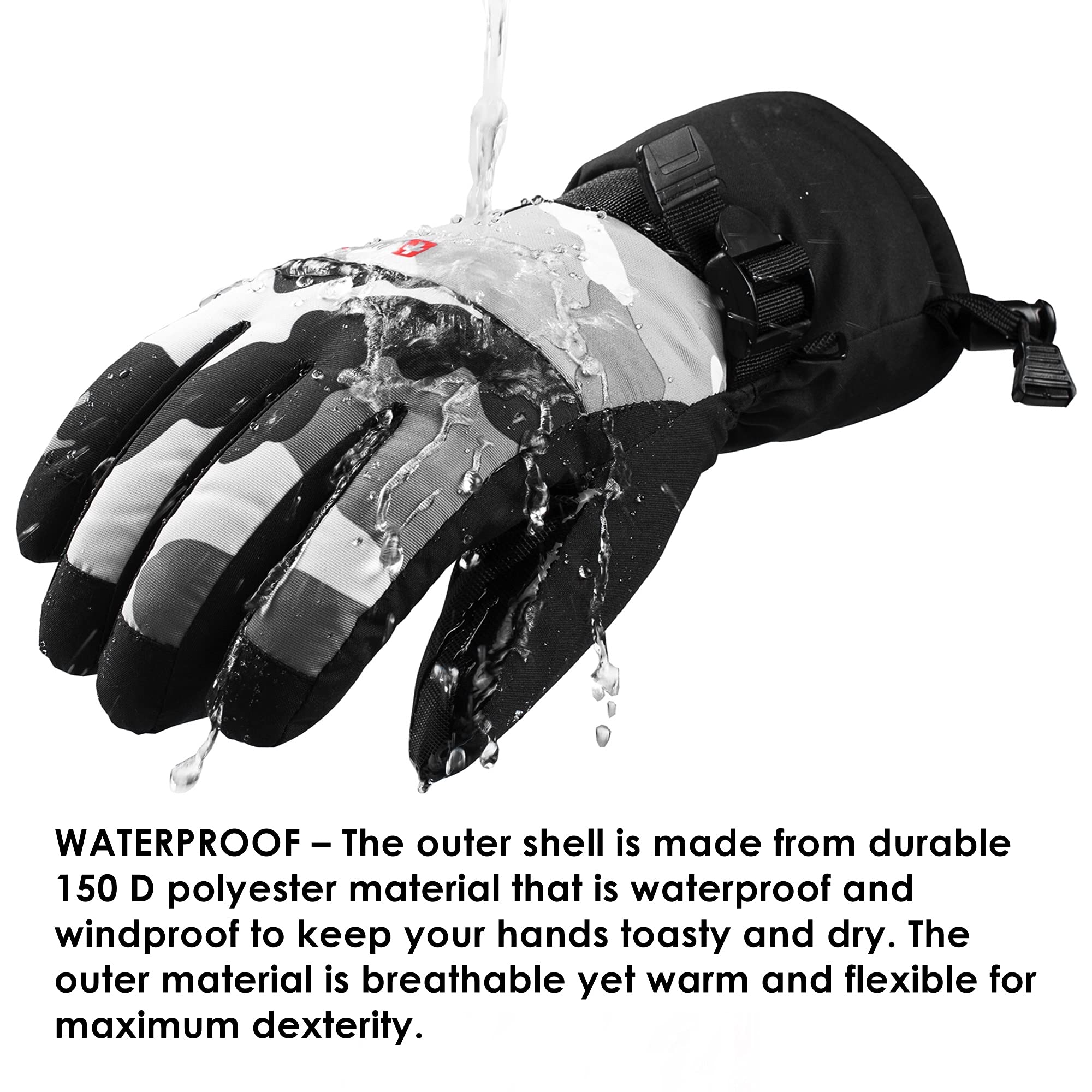 alpine swiss Guantes de esquí Impermeables para Hombre Guantes de esquí Deporte de Invierno Snowboard A Prueba de Viento Cálido 3M Thinsulate