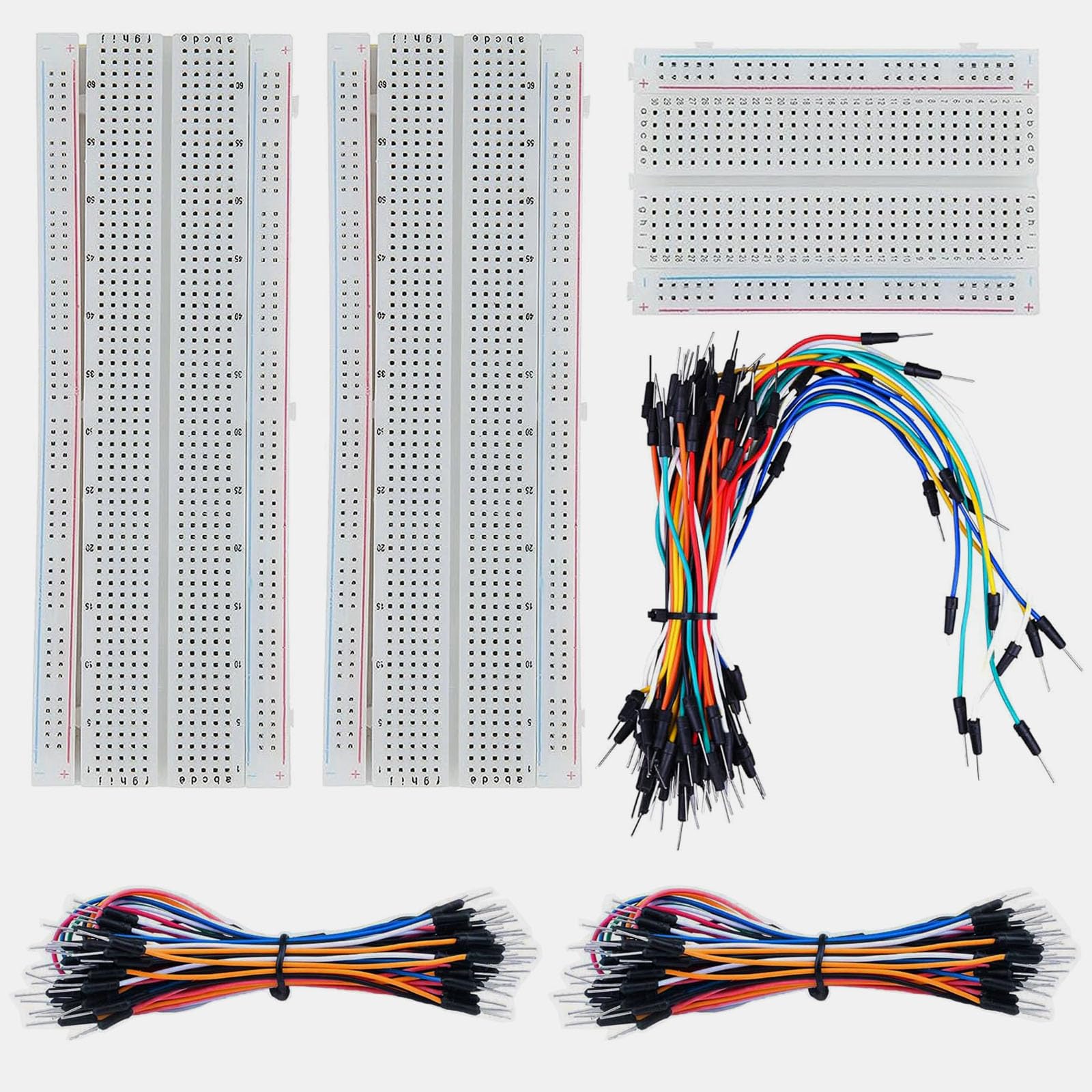 GTIWUNG Basetta Piastra Sperimentale Breadboard Kit, 3 Pezzi 400 & 830 Punti Mini Bread Board + 195 Pezzi Cavetti Jumper Filo Wire Cavi arduino Multicolore
