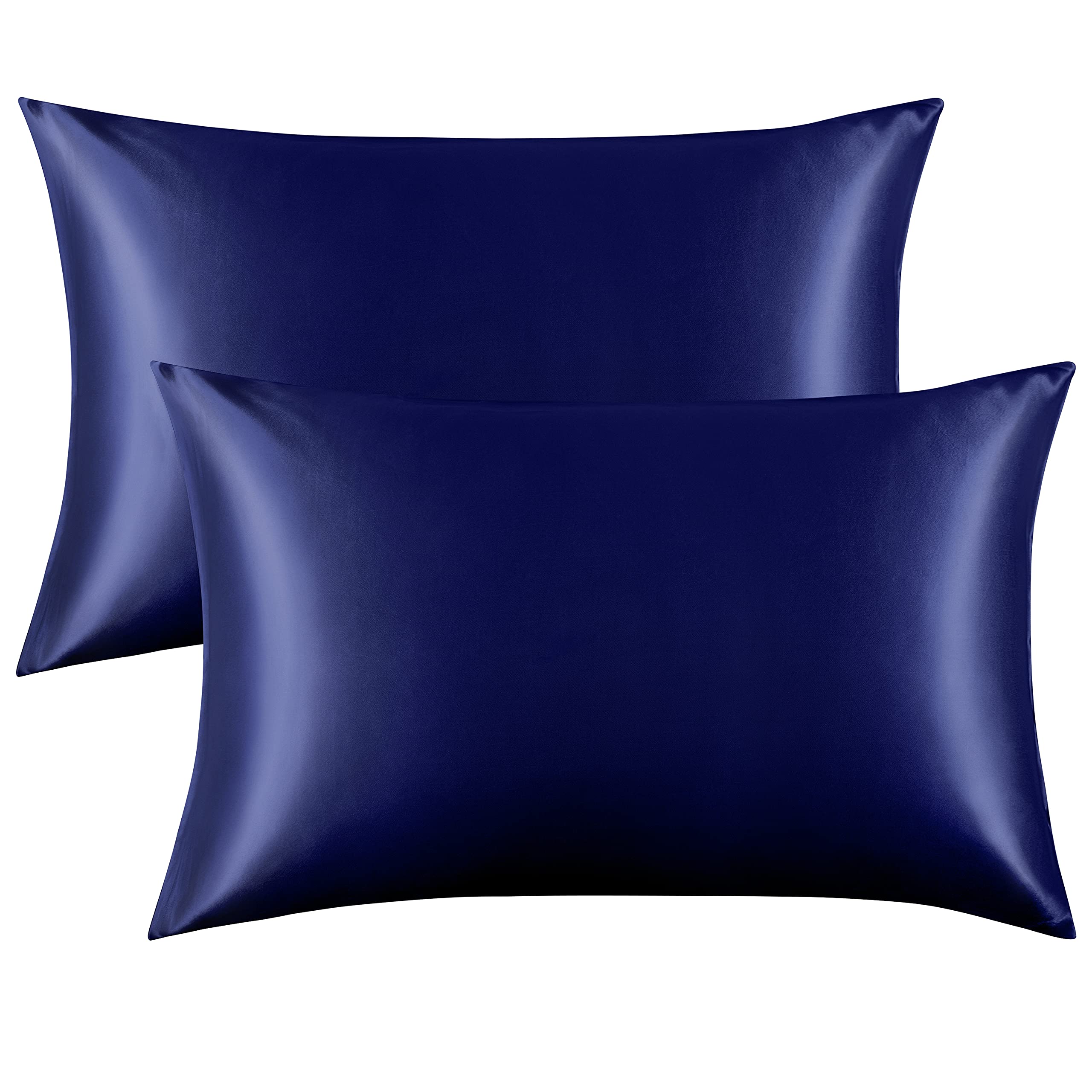 FLXXIE 2 Pack 14 x 20 Inch Satin Toddler Pillowcases, Navy Blue