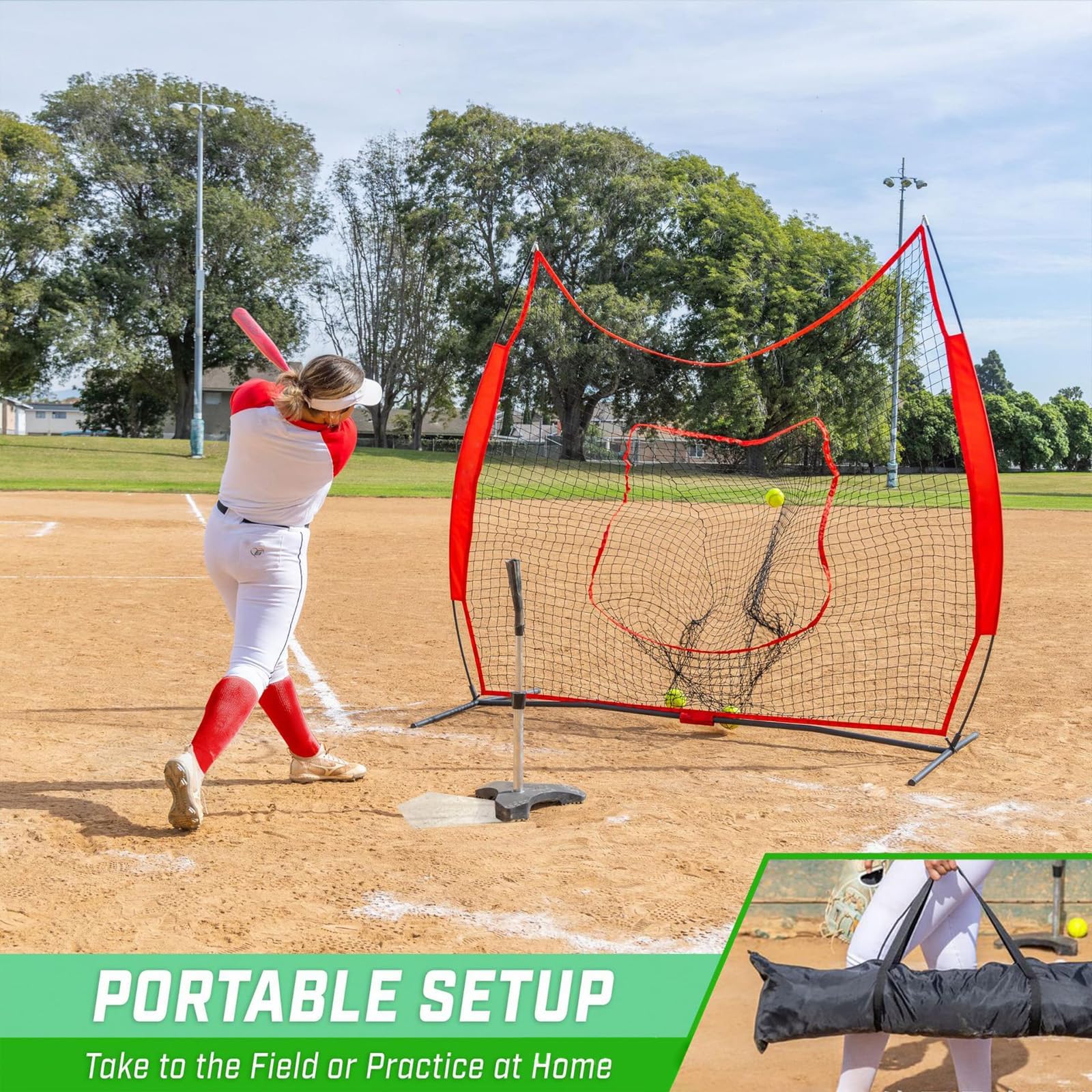 Tragbares Baseball-Pitching-Netz mit Tragetasche, Trainingsgeräte für Jugendübungen, verbessert die Spielfähigkeiten