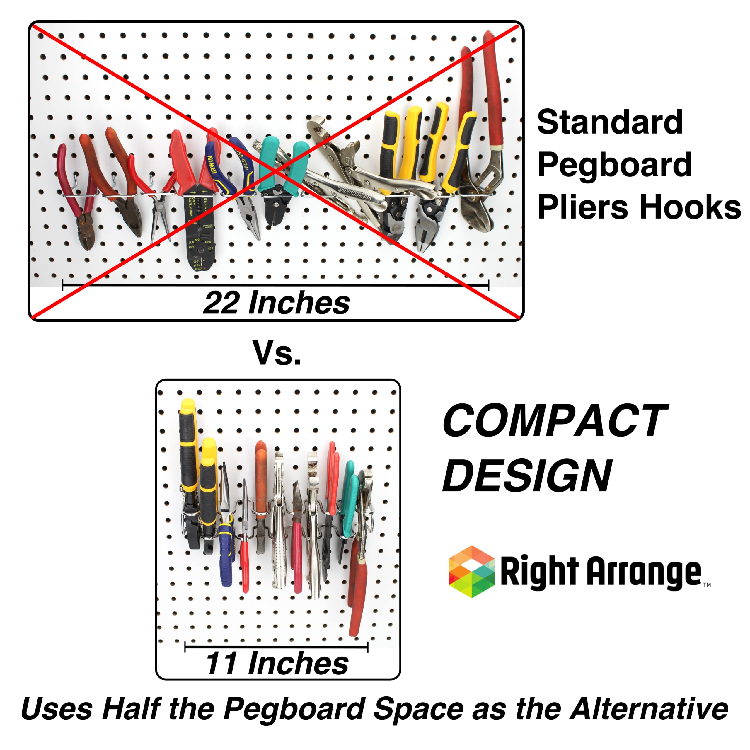 Hanaive 4 Pieces Pegboard Pliers Holder, Holds 11 Plier Per Rack Steel Pegboard Tool Holder Peg Board Organizer Accessories Pliers Organizer For Workbench Garage Tool Shed Craft Room Silver - View #13