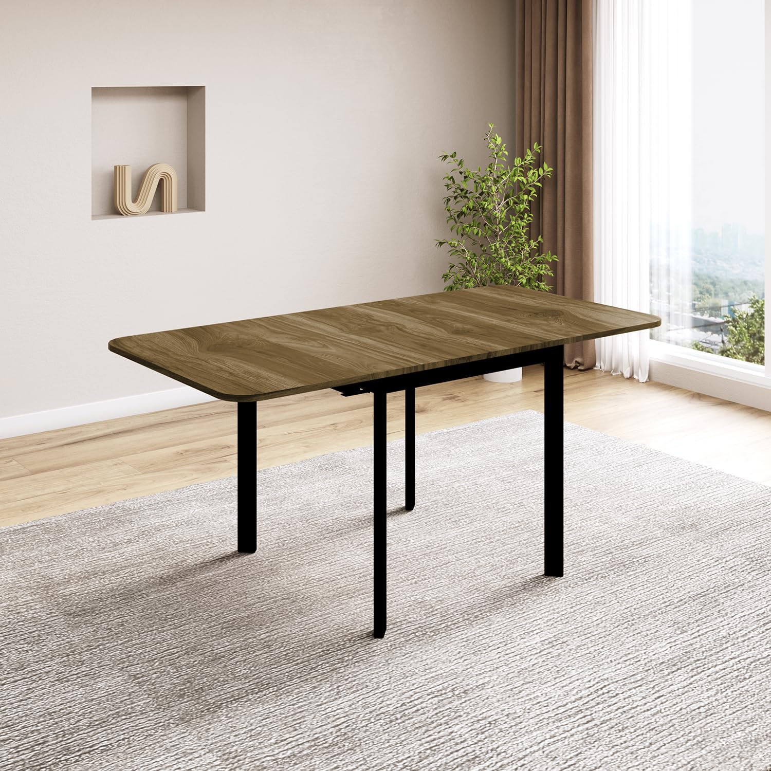 GODREJ INTERIO Franky24 Leaf Drop 2-3-4 Seater Expandable Dining Table, 1-Year Warranty, Umber-image-19
