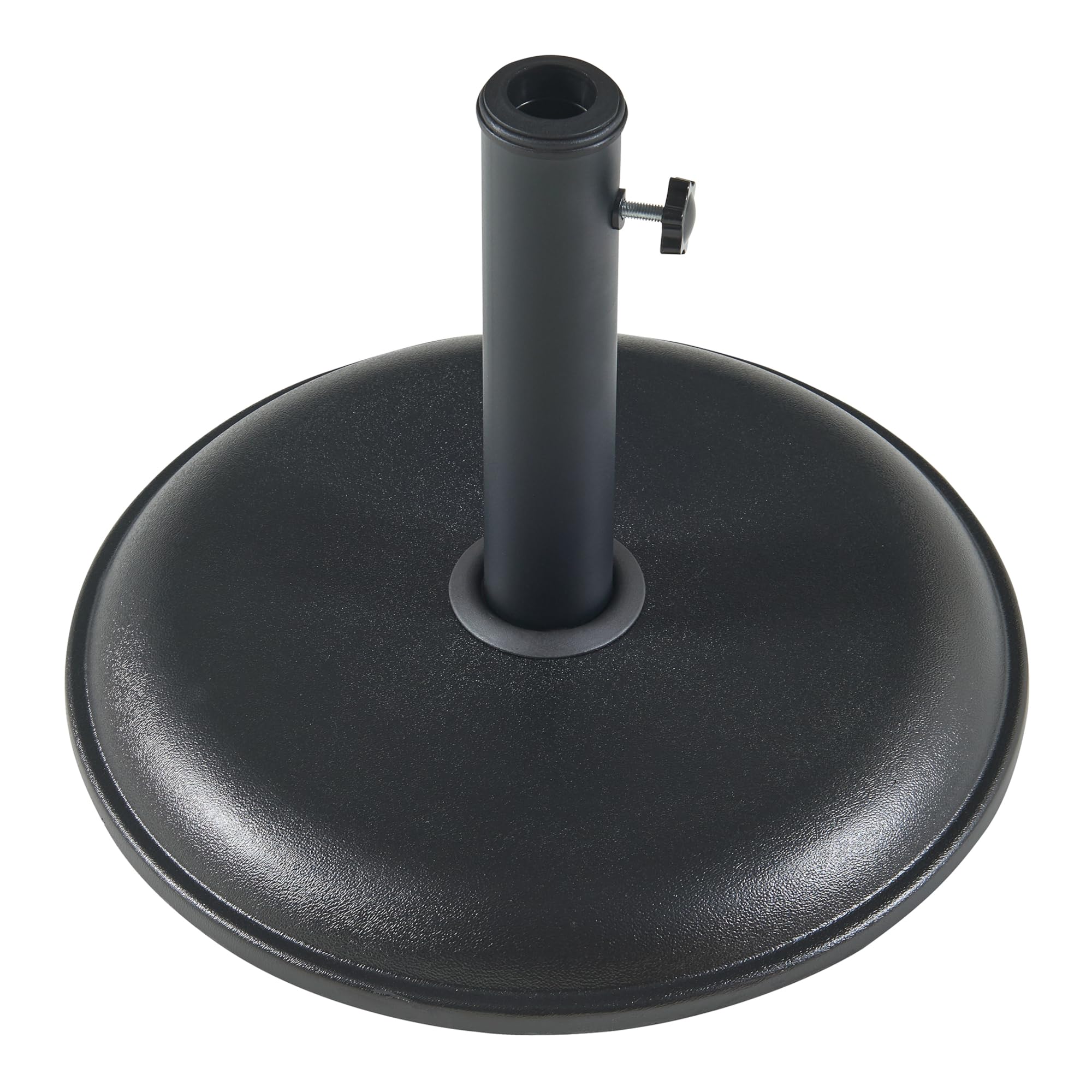 casa.pro Pied de Parasol Rond avec Adaptateurs 34/39/49/55 mm Fixation Facile Couche de Protection Résistant aux Intempéries Style Intemporel Béton Fer 45 x 5 cm Noir