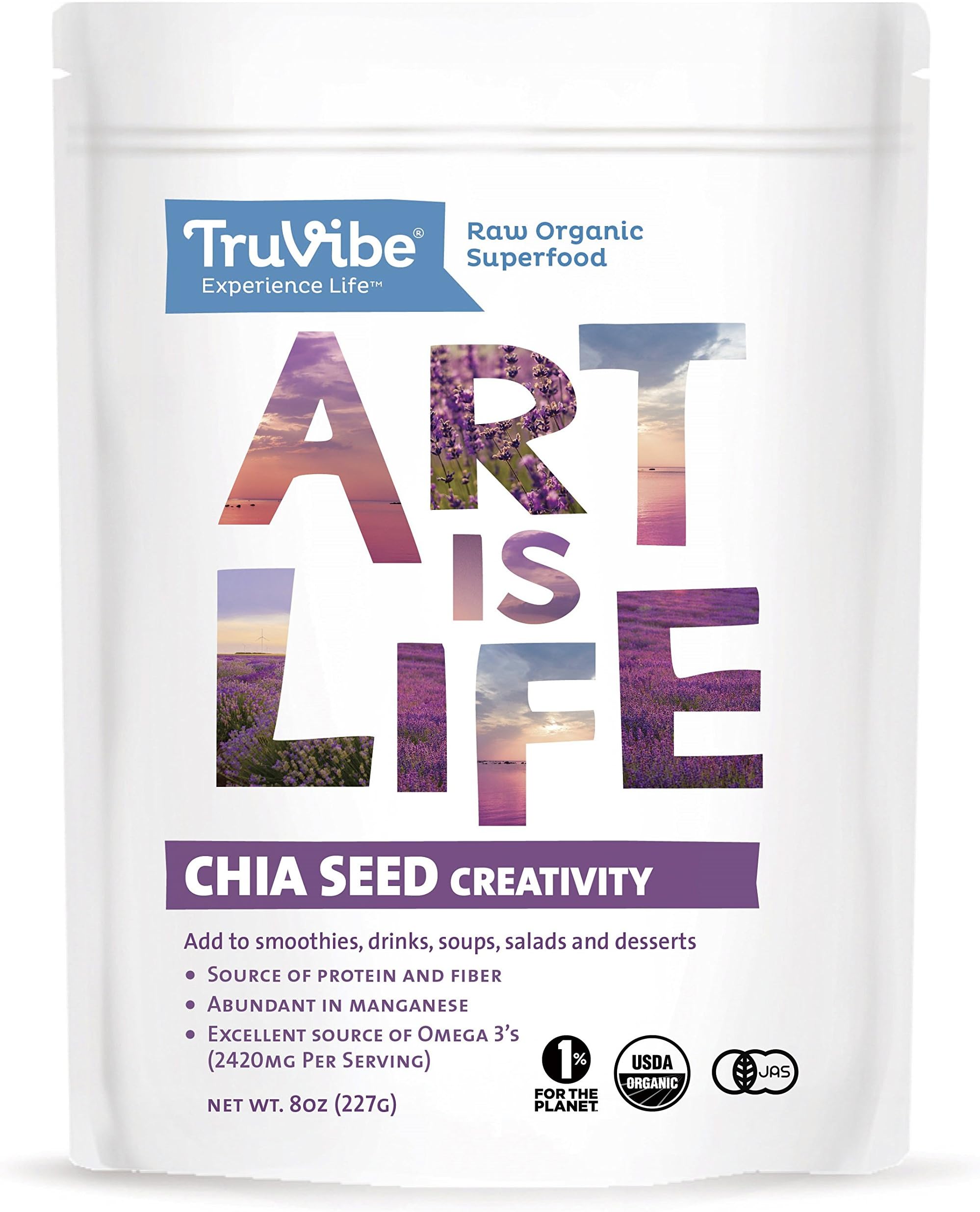 TruVibe 100% Organic Raw Chia Seeds (8 Ounce)