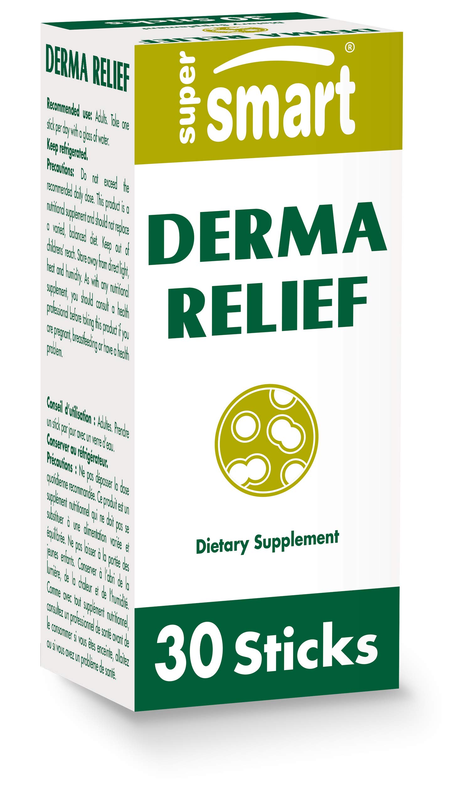 SupersmartDerma Relief (Riboflavin) - Probiotic Formula - Vitamin B & C - Potent Collagen Supplement | Non-GMO & Gluten Free - 30 Sticks