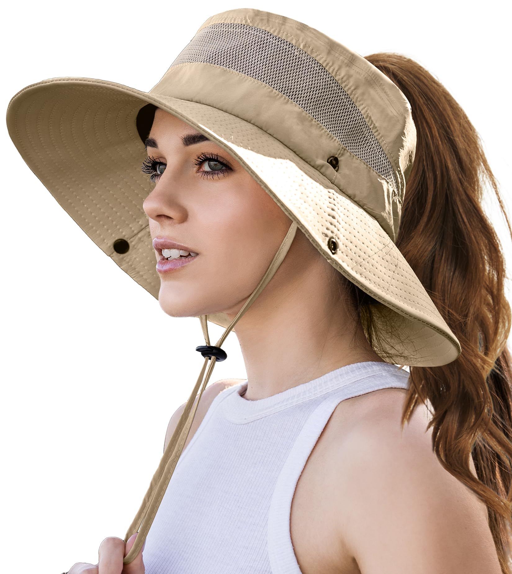 EW East WaterBeach Sun Hats for Women UV Protection High Ponytail Hole UPF  50+ Fishing Safari Garden Hiking Hat Packable