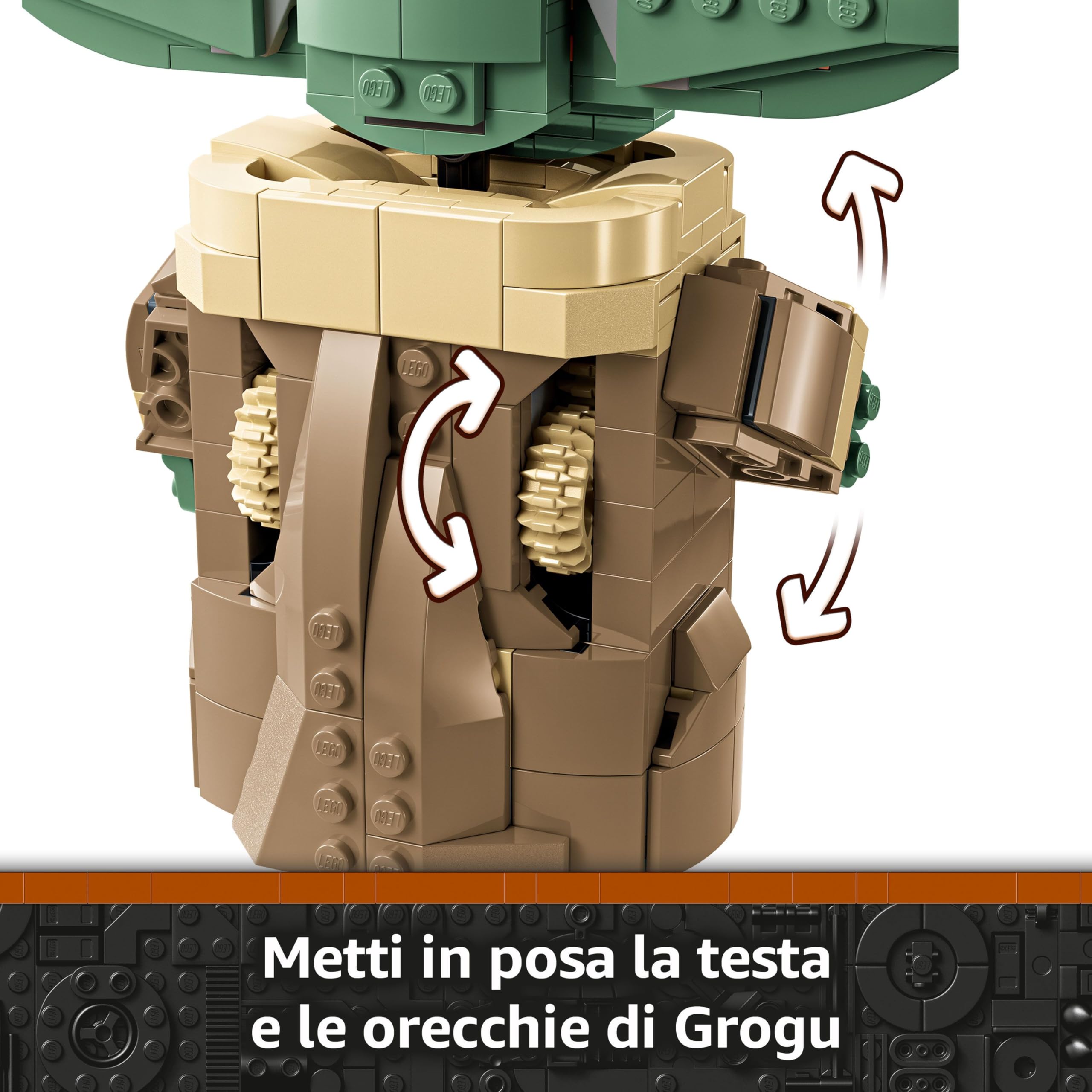 LEGO Star Wars 75403 Grogu e Carrozzina con Rana Sorgan e Minifigure di Grogu, Modellino di 'Baby Yoda' Giocattolo, Idea Regalo da Collezione per Bambini e Bambine da 10 Anni Fan serie TV Mandalorian