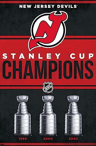 Trends International NHL New Jersey Devils - Póster de pared Champions 23, 14.72 x 22.37 pulgadas, versión premium sin marco
