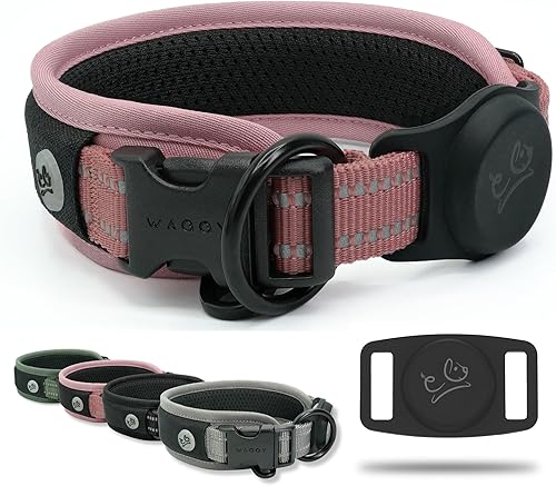 Collar de perro de alta calidad, soporte para Airtag de Apple, ajustable, resistente, reflectante 3M, sin rozaduras, malla de aire ultra suave,
