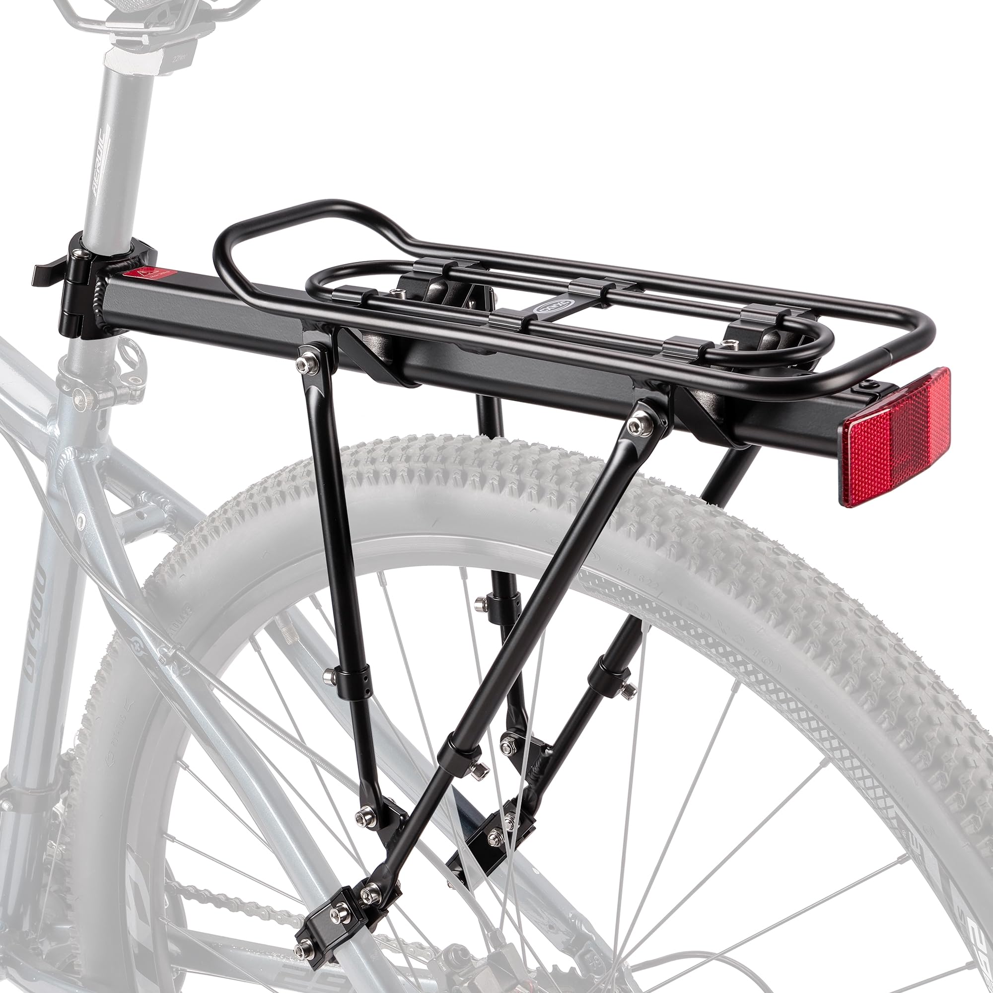 CXWXC Porte-bagages arrière pour vélo - Porte-bagages universel à fixer sur la tige de selle - Porte-bagages pour sacoches de vélo et équipement de tourisme - Charge maximale : 30 kg