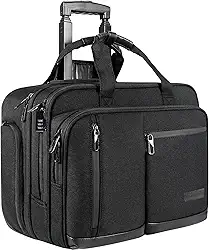 Mala com Rodas VANKEAN para Computador Portátil de 17,3 Polegadas, Impermeáveis para Viagens, Trabalho, Negócios, Pasta Moderna para Transportar, Preta