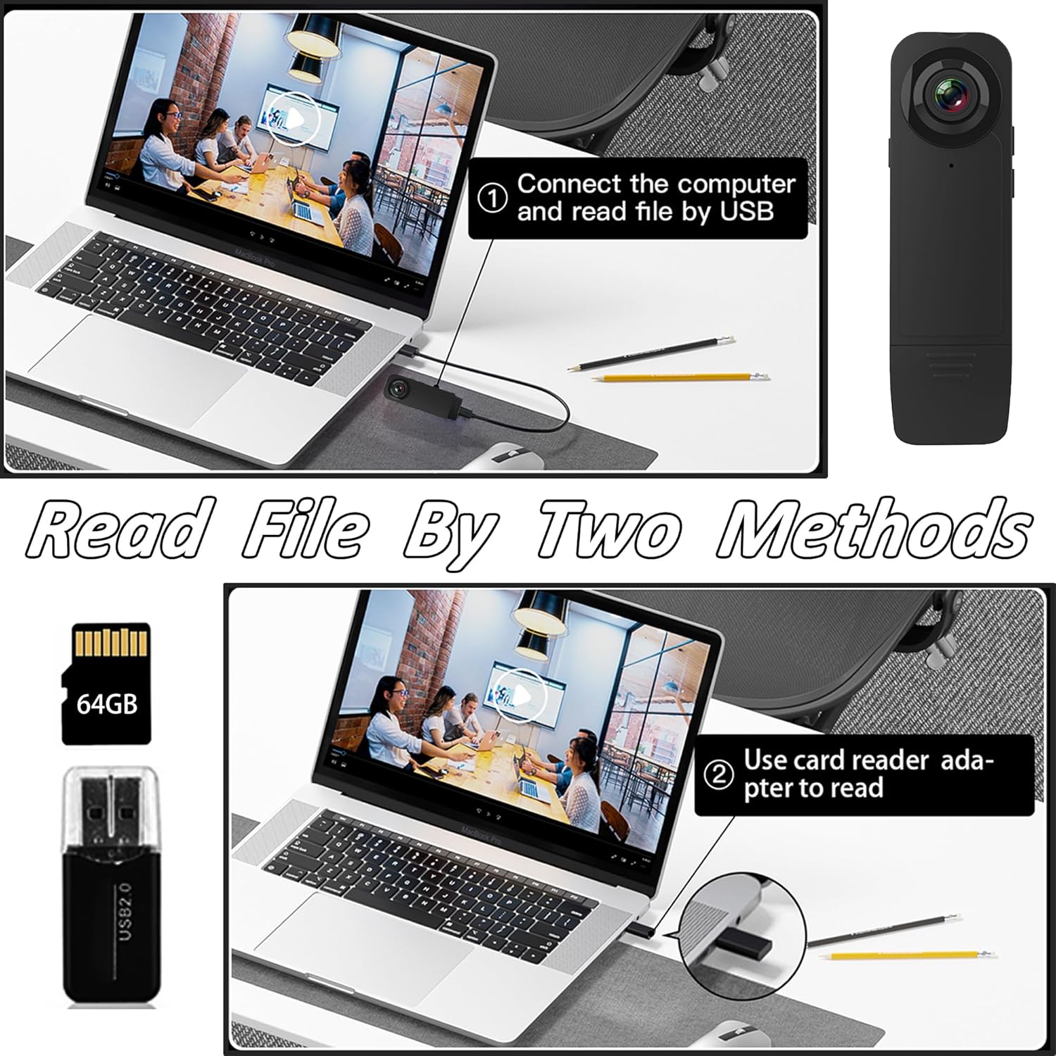 Mini Body Cameras with Audio and Video Recording, 1080P Wearable Body Cameras with Night Vision, 64GB Card Included, Portable Video Recording for Work, Patrol, Cycling, Travel - Image 6