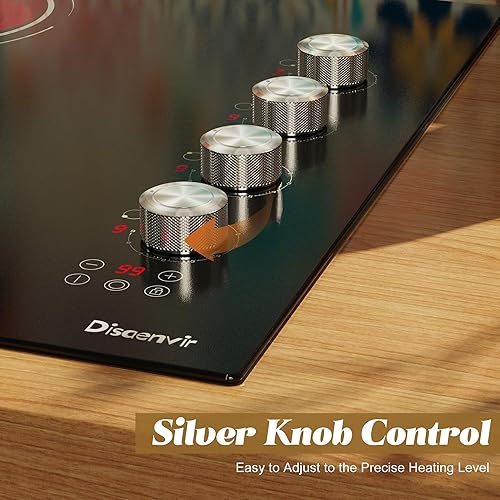 Miniatura 2 de Estufa eléctrica de 30 pulgadas, 4 quemadores, estufa de cerámica integrada de 6700 W, encimera eléctrica radiante de 30 pulgadas con temporizador,