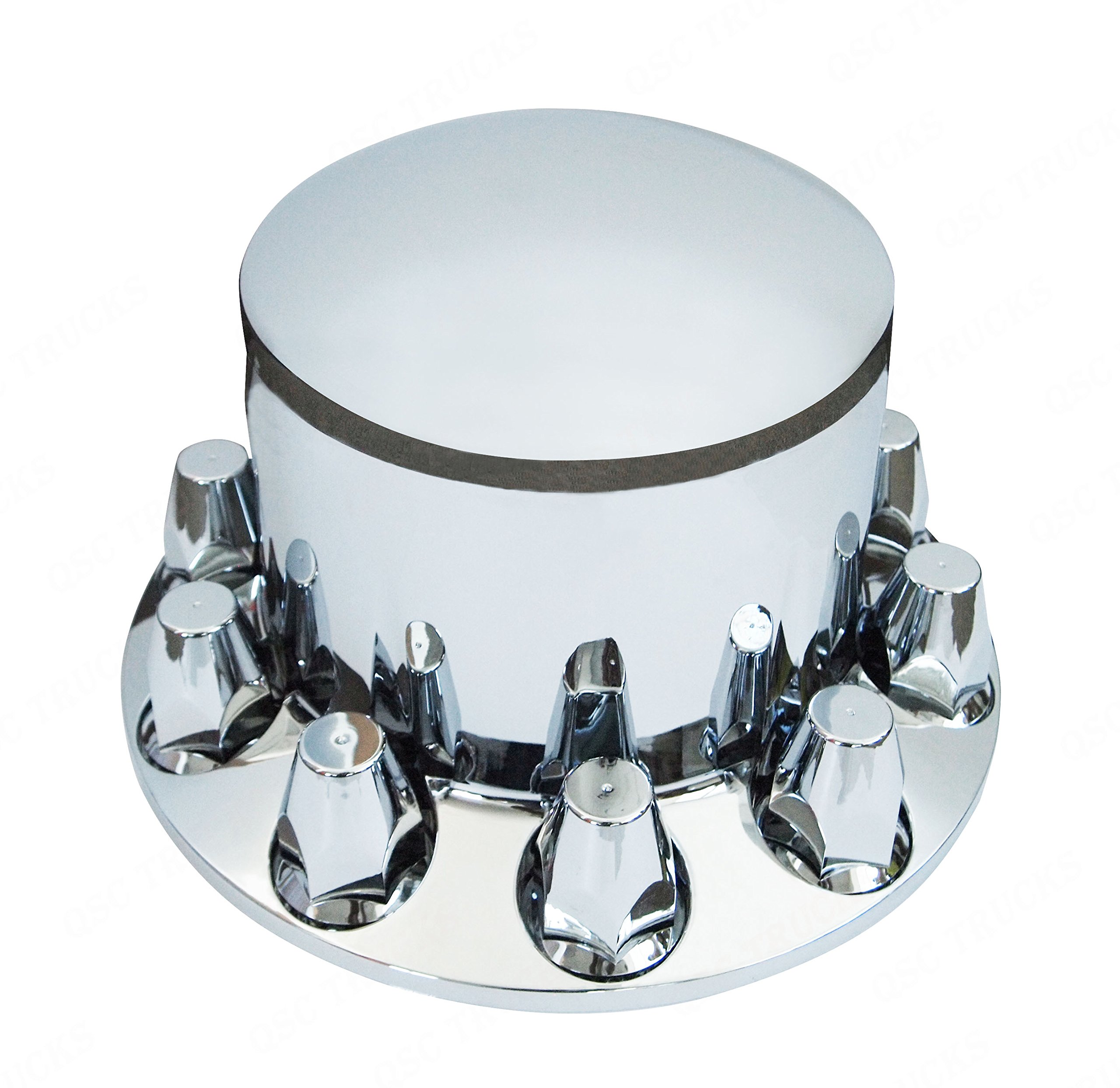 QSC Truck Parts Chrome Truck Dome Front Rear Axle Cover Kits Hub Cap 33mm Thread on Lug Nuts
