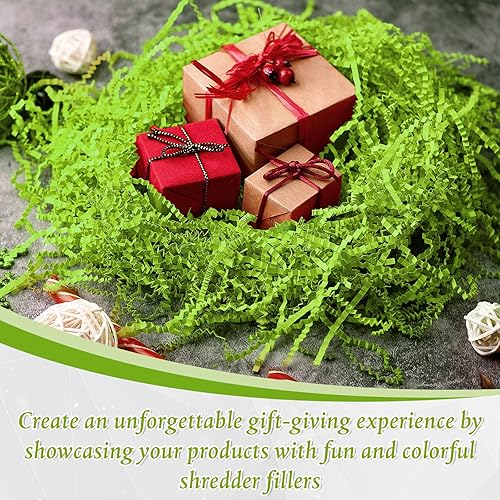 Miniatura 3 de Outus Papel triturado de papel de corte arrugado verde de 2 libras, papel triturado para caja de regalo para graduación, boda, Navidad, cumpleaños,