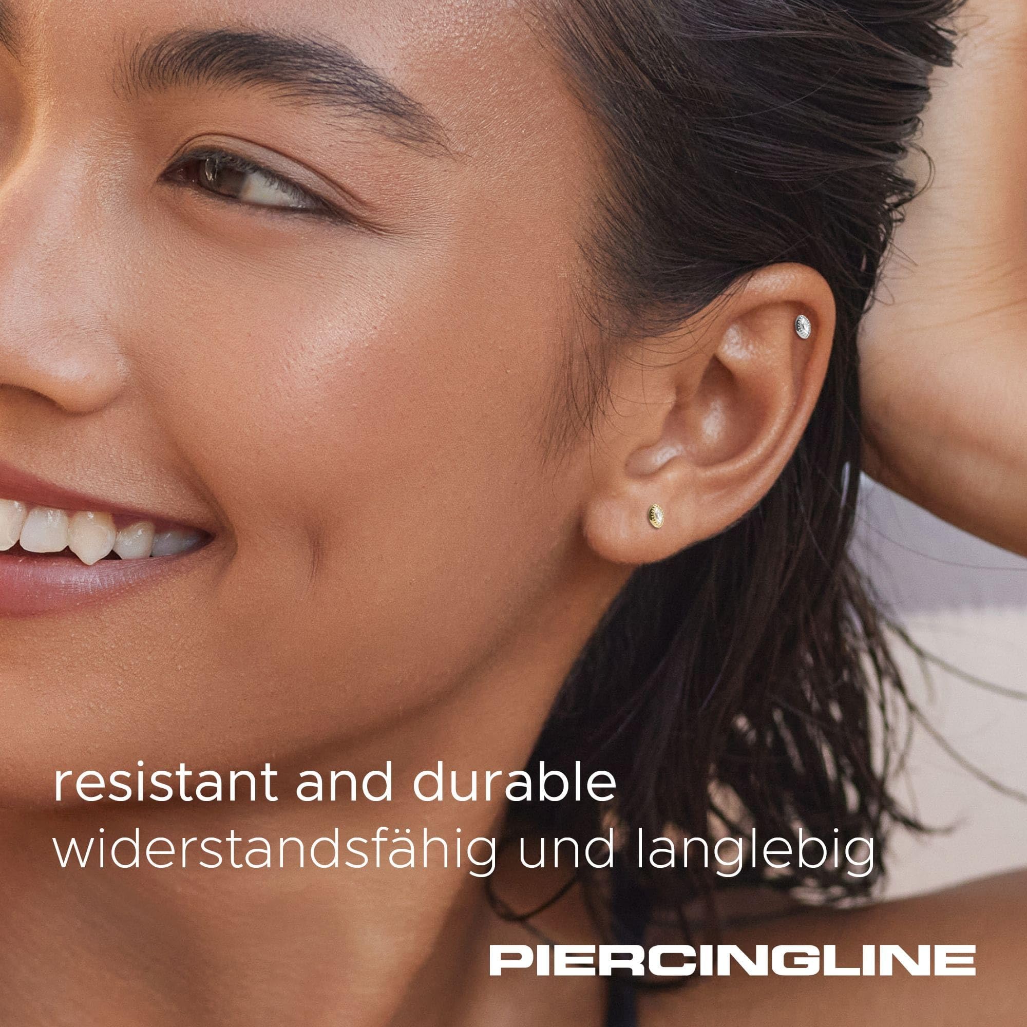 PIERCINGLINE Piercing Stecker 14 Gold Labret mit Innengewinde MOISSANIT-OVAL 585er Gold - Roségoldfarben, Goldfarben, Silberfarben