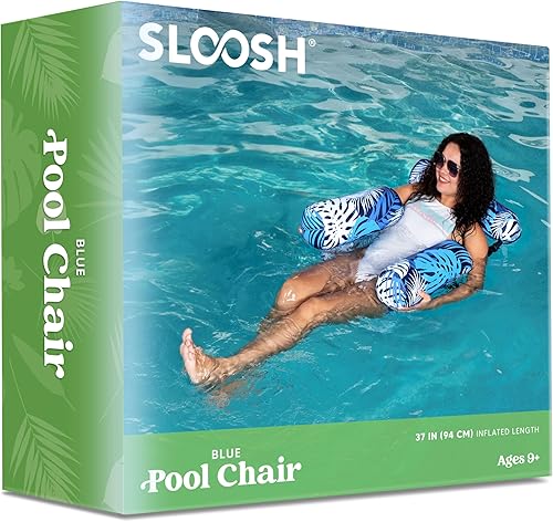 Miniatura 7 de Sloosh Sillas flotantes de piscina para adultos, sillas inflables de piscina, hamaca flotante con patrón de plantas para adultos, flotadores de