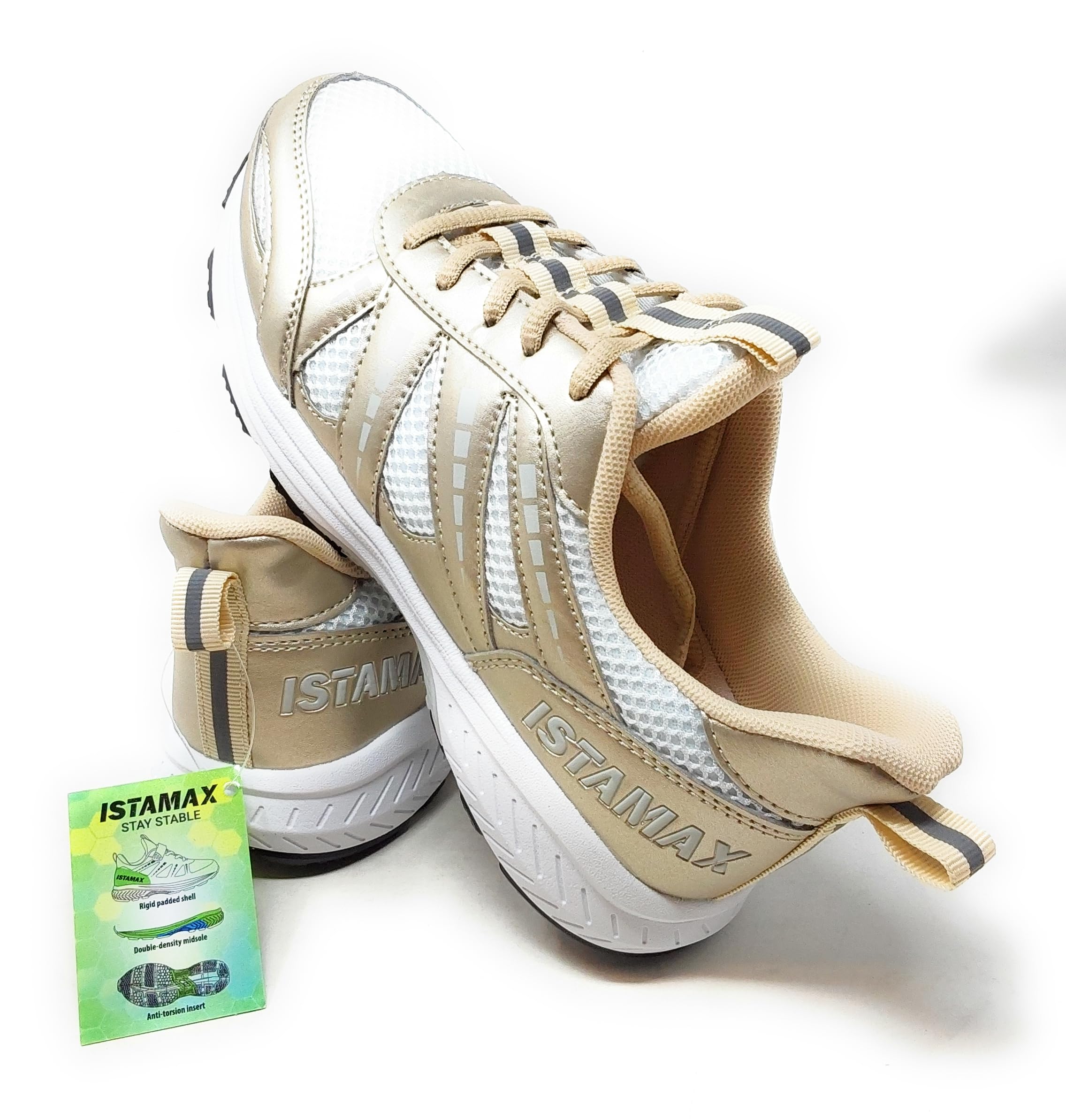 Scarpe Sportive Donna Antipronazione e Antitorsione,Bianco e Oro,Modello IMAA3913,Suola con Doppia Densità