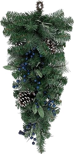 Northlight Botín de lágrima navideña artificial de pino y arándanos mixtos de 28 pulgadas, sin iluminación