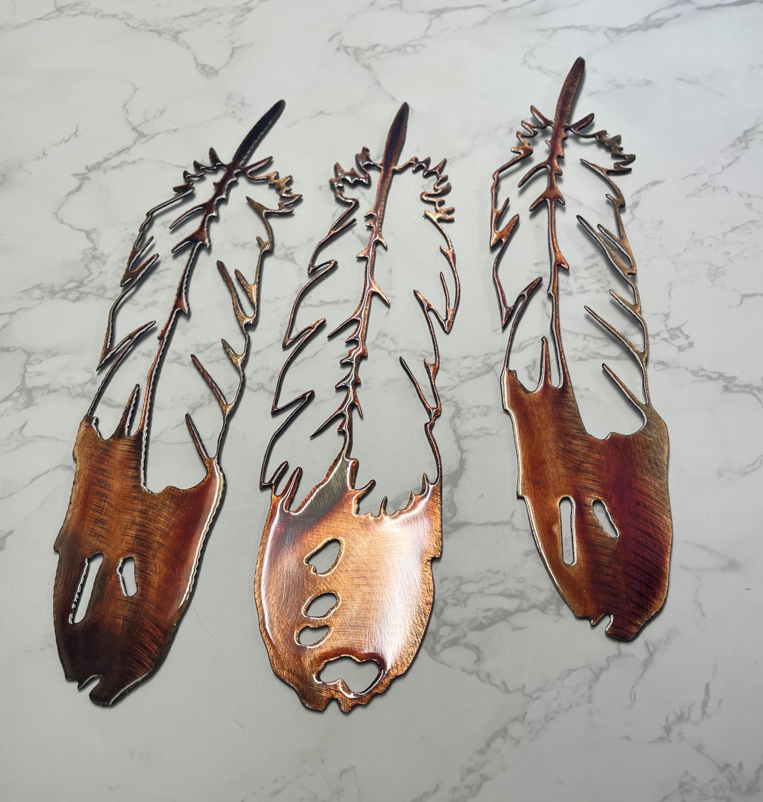 Metal Wall Accent Feather Trio Southwestern Decor Accents
