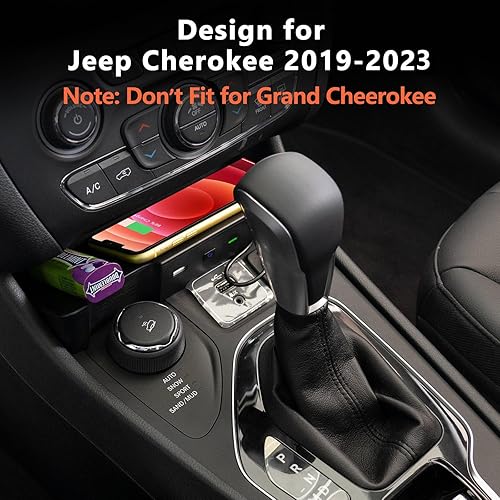 Miniatura 3 de CarQiWireless Cargador inalámbrico para Jeep Cherokee 2023 2019-2022 con puerto USB, almohadilla de carga inalámbrica de teléfono para accesorios