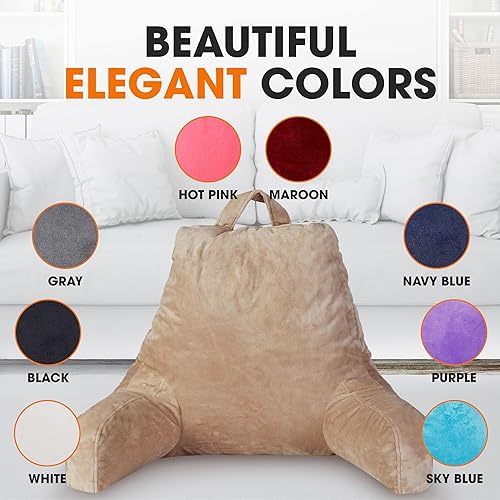 Miniatura 6 de Cheer Collection Almohada de lectura con brazos Almohada de cama portátil para sentarse y apoyar, almohada de respaldo rellena de fibra hueca