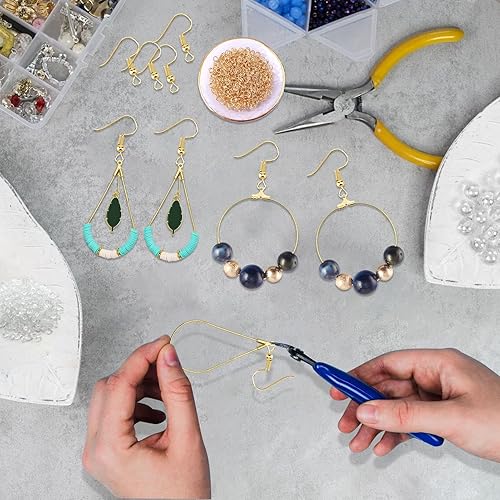 Miniatura 5 de Juego de 360 aros de cuentas para la fabricación de joyas, con aretes para encontrar lágrimas redondas, anillos abiertos, ganchos y respaldos para