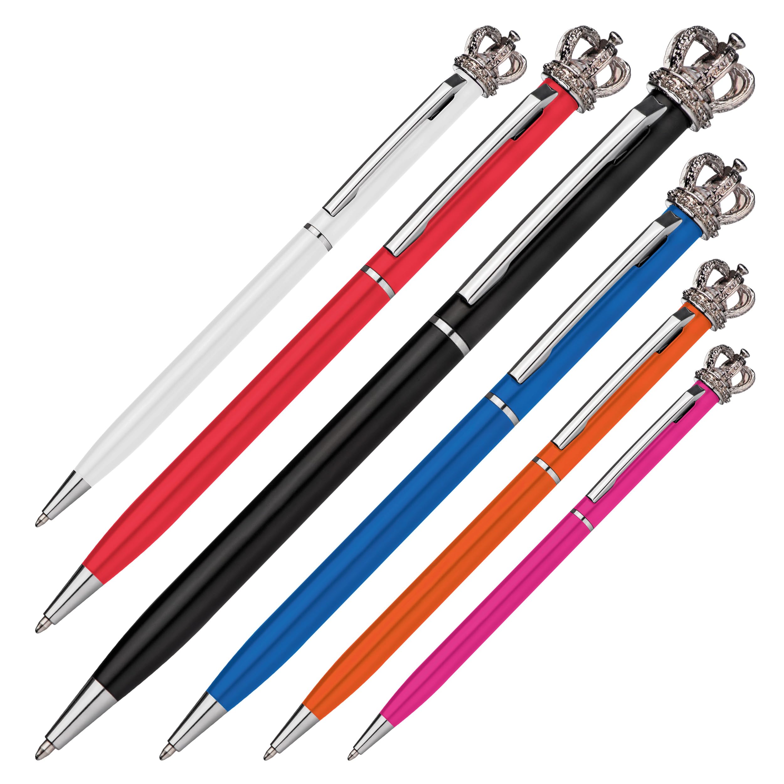 Schmalz® 50 Penne a sfera in metallo con corona – Incisione personalizzata – Penna a sfera di alta qualità come regalo per uomini e donne (50)