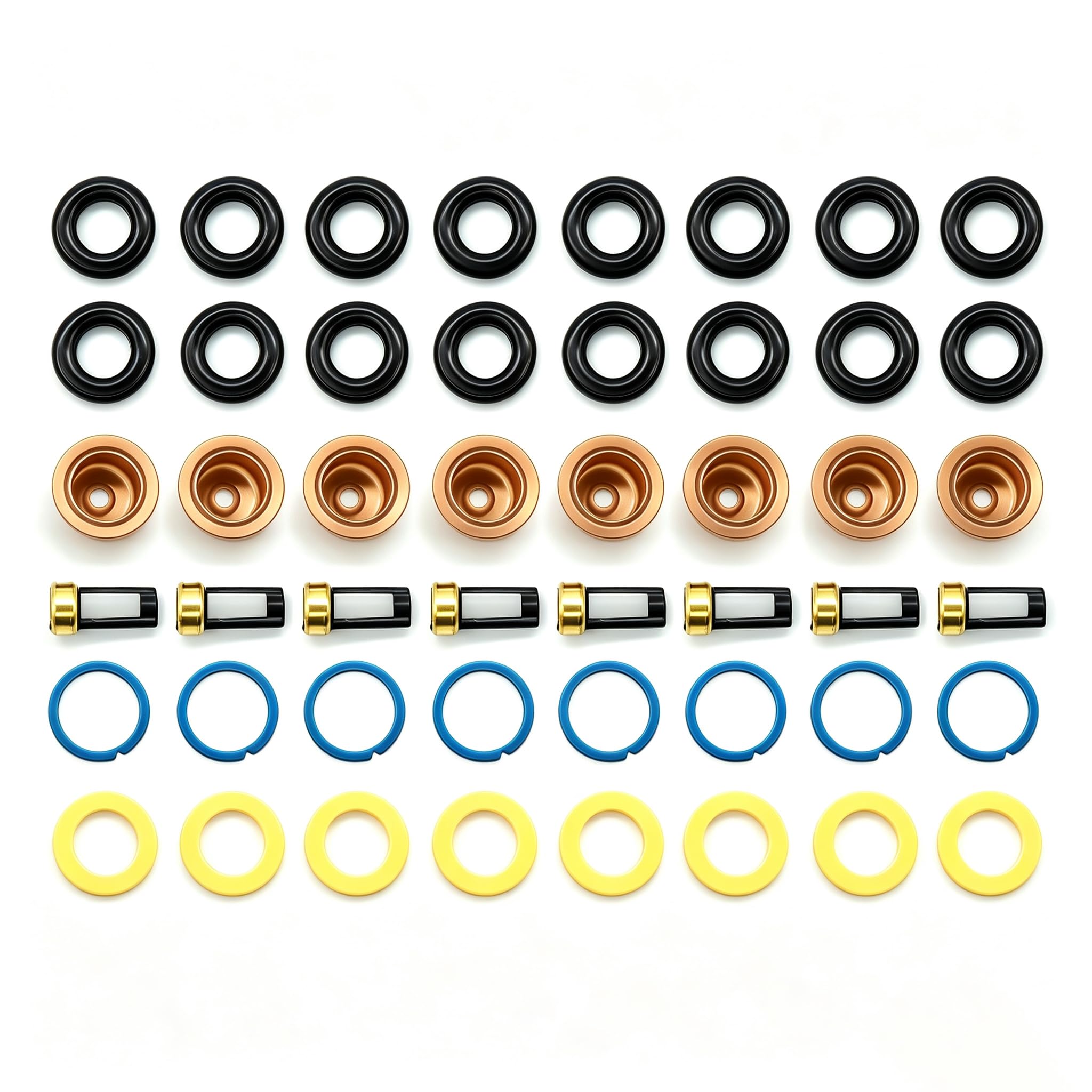 HiSport Los kits de sellado de inyector de combustible incluyen juntas tóricas, tapas de pinza, espaciadores de sellado y cestas de filtro, juego de reparación universal sustituye a 0280150962 [juego