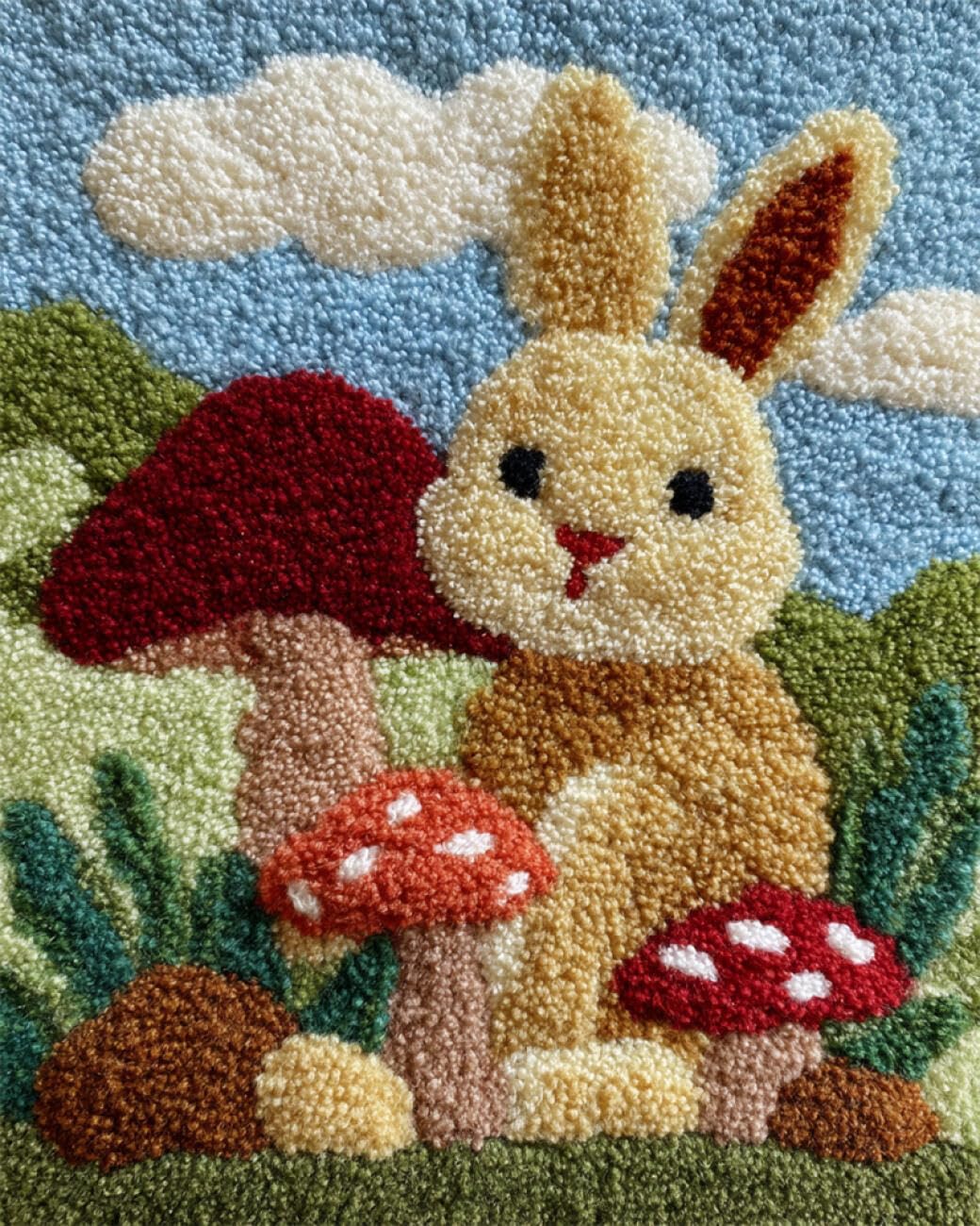 AxiangziK Animal DIY Latch Hook Rug Kits Cartoon Rabbit DIY Rug Making Kits for Aldult Tapestry Set Embroidery Carpet Doormat Gift 39x55in