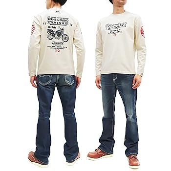 Amazon | (カミナリ) 長袖Tシャツ KMLT-221 昭和 バイク柄