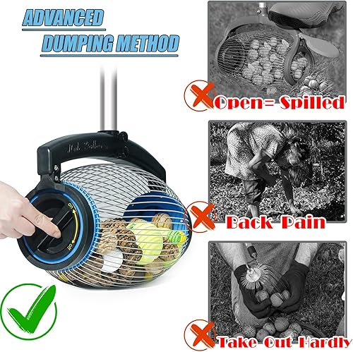 Miniatura 2 de Zozen Recogedor de nueces, recolector de nuez de pecanera, recolector de nuez de nogal, rodillo, apertura lateral para volcarTambién se aplica a