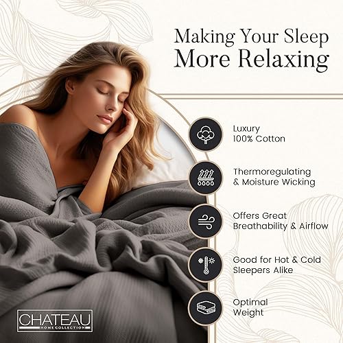 Miniatura 8 de CHATEAU HOME COLLECTION Manta 100% algodón de fibra larga manta tamaño King (108 x 90 pulgadas), ligera con patrón de espiga, suave y acogedora para