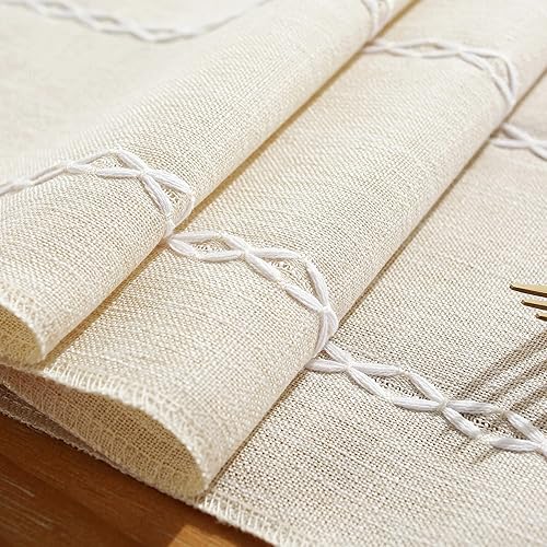 Miniatura 5 de Chassic Camino de mesa de lino estilo rústico de granja, bohemio, hecho a mano, con flecos, trenzados, a rayas, 48 pulgadas de largo para decoración