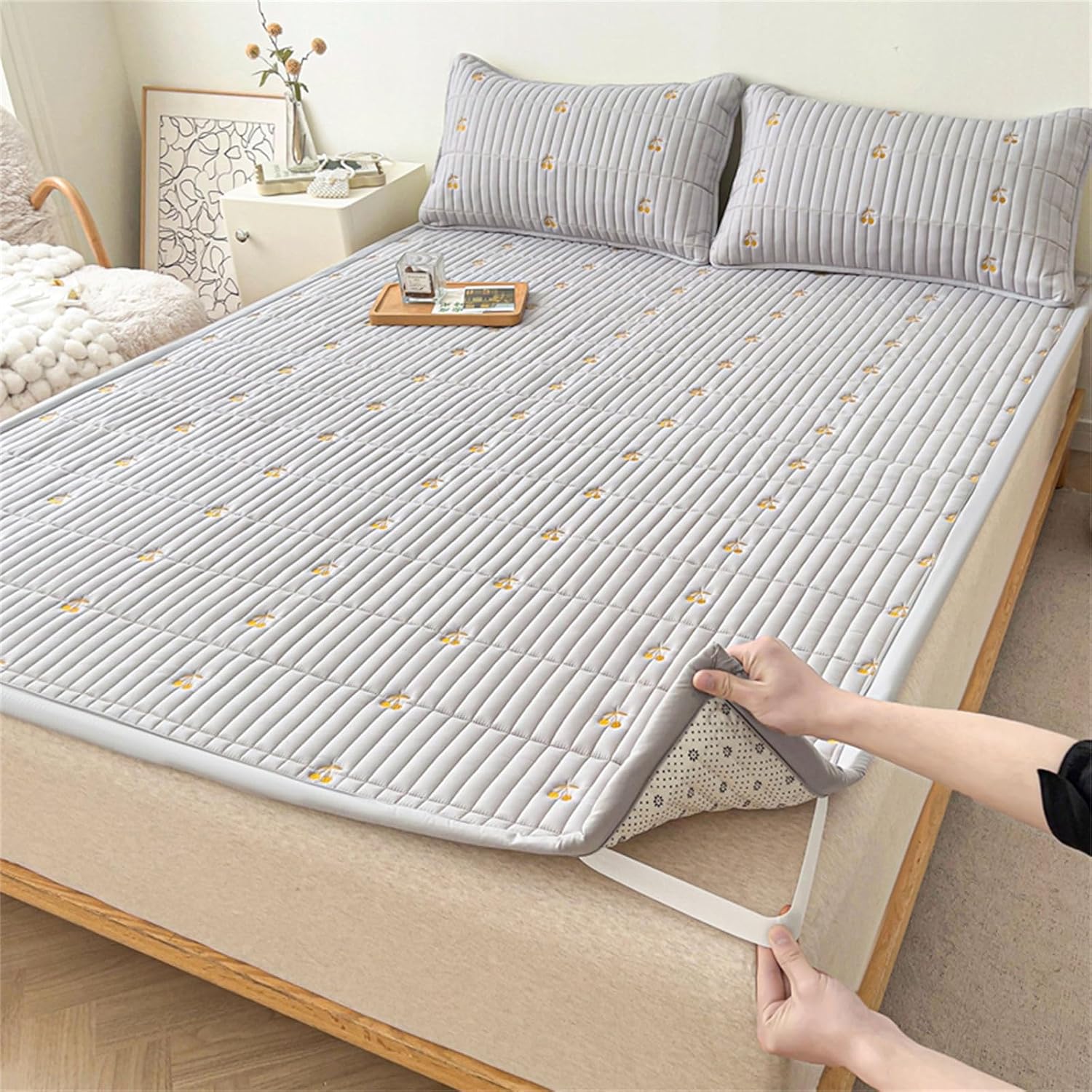 Odot Quilted Mattress Protector, Embroidery Style Mattress Protectors