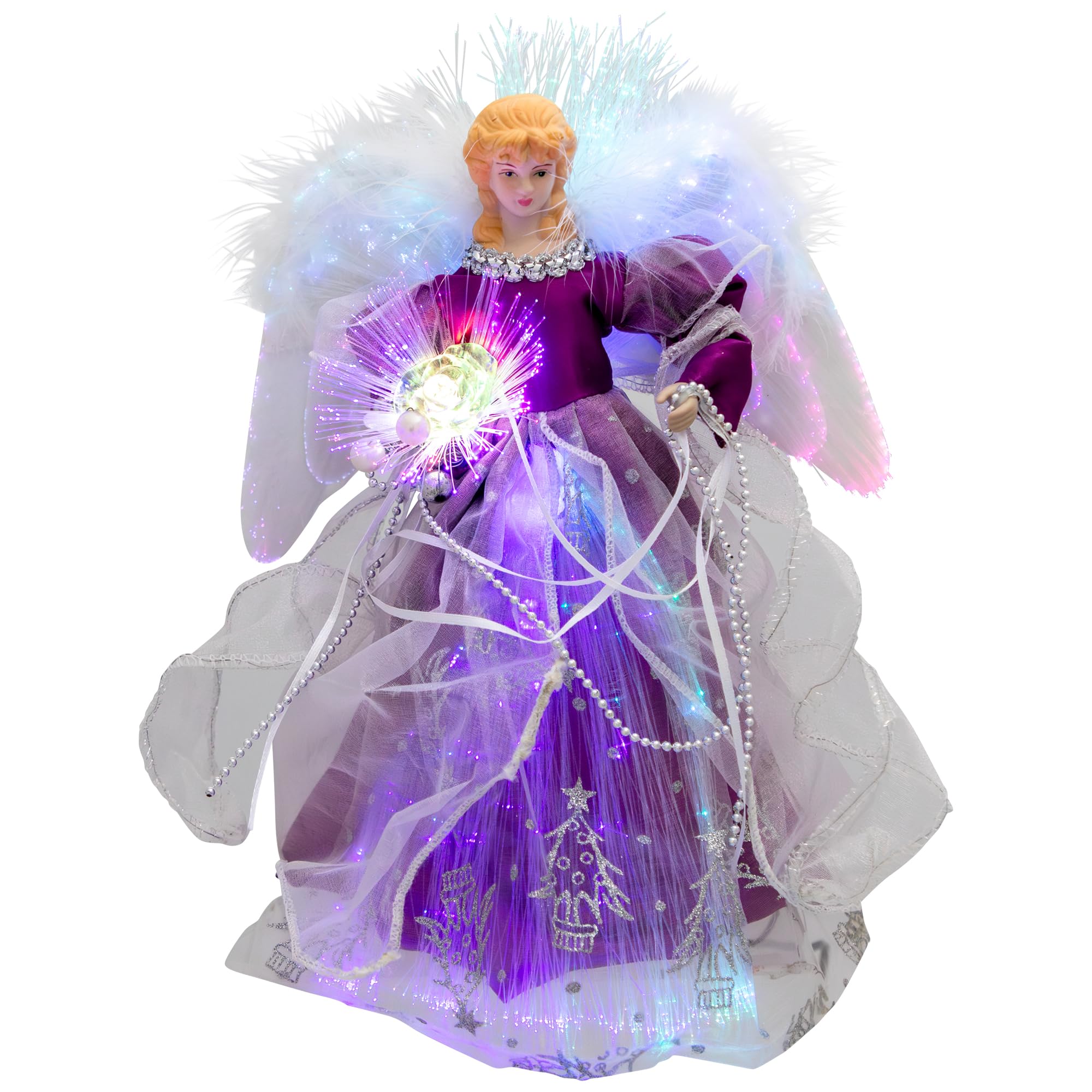 Amazon.com: Northlight Lighted Fiber Optic Color Changing Angel Christmas Tree Topper - 12